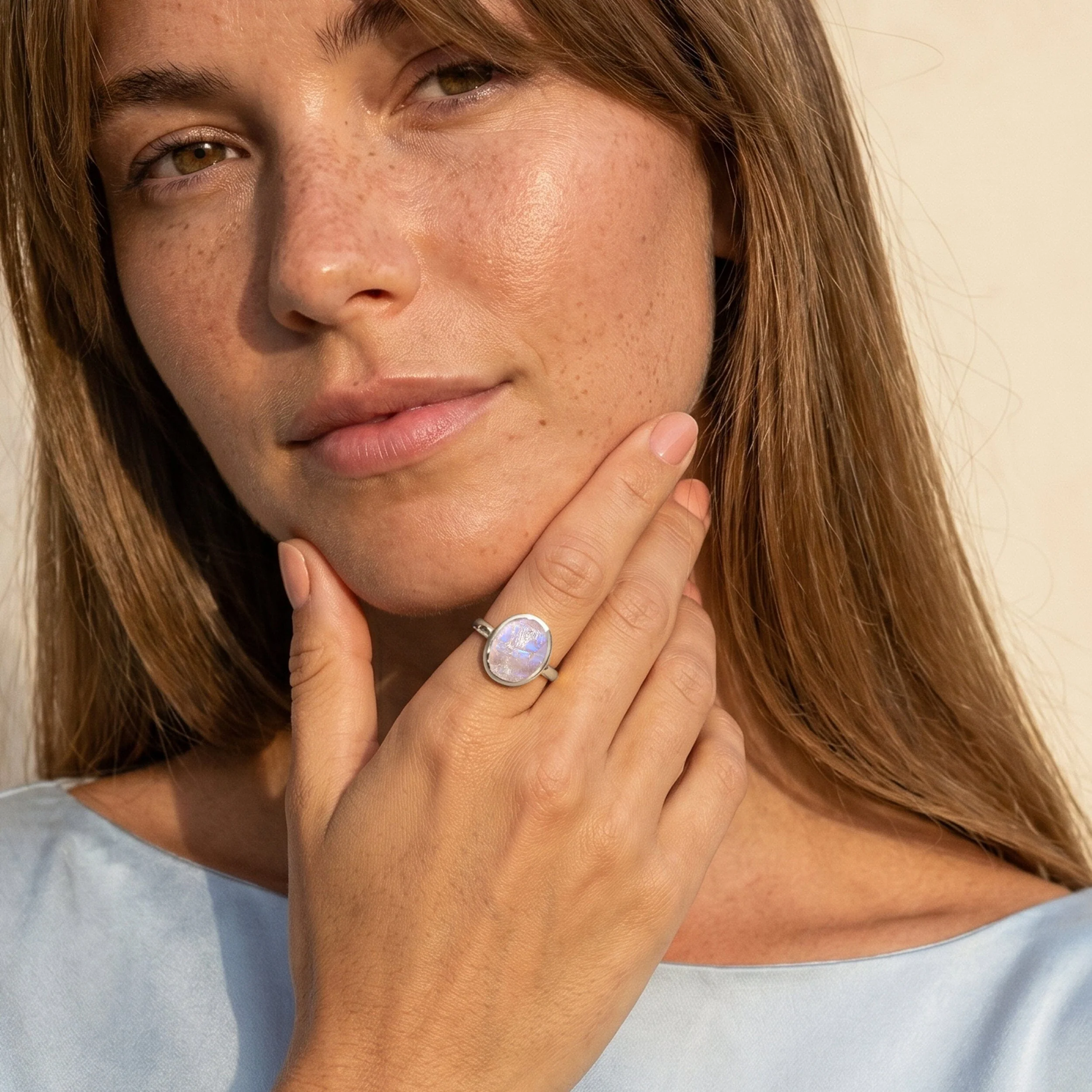 Raw Crystal Ring - Enfolded Moonstone - Image 8