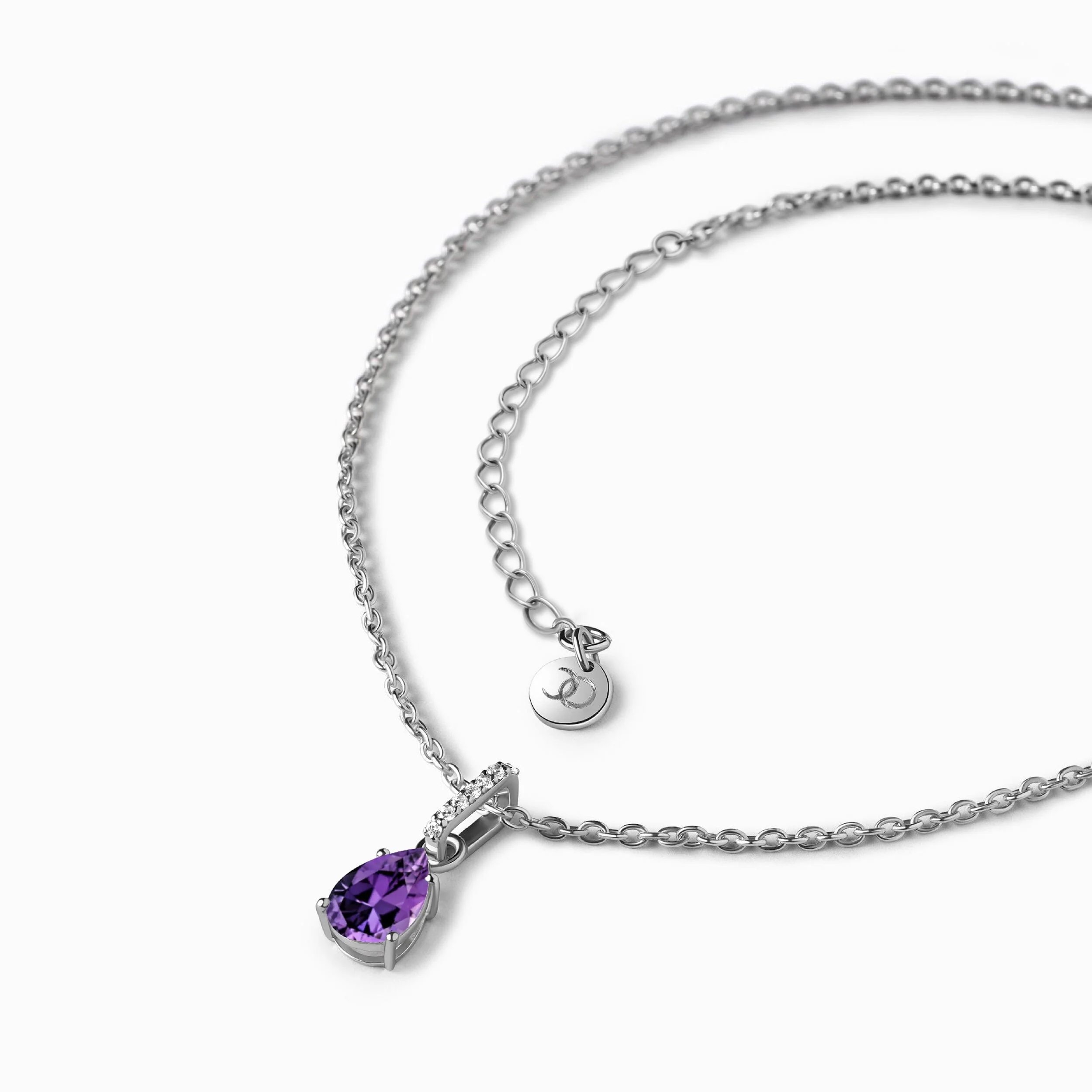 Fine Amethyst Lab Diamond Necklace Sway - February Birthstone - Image 10