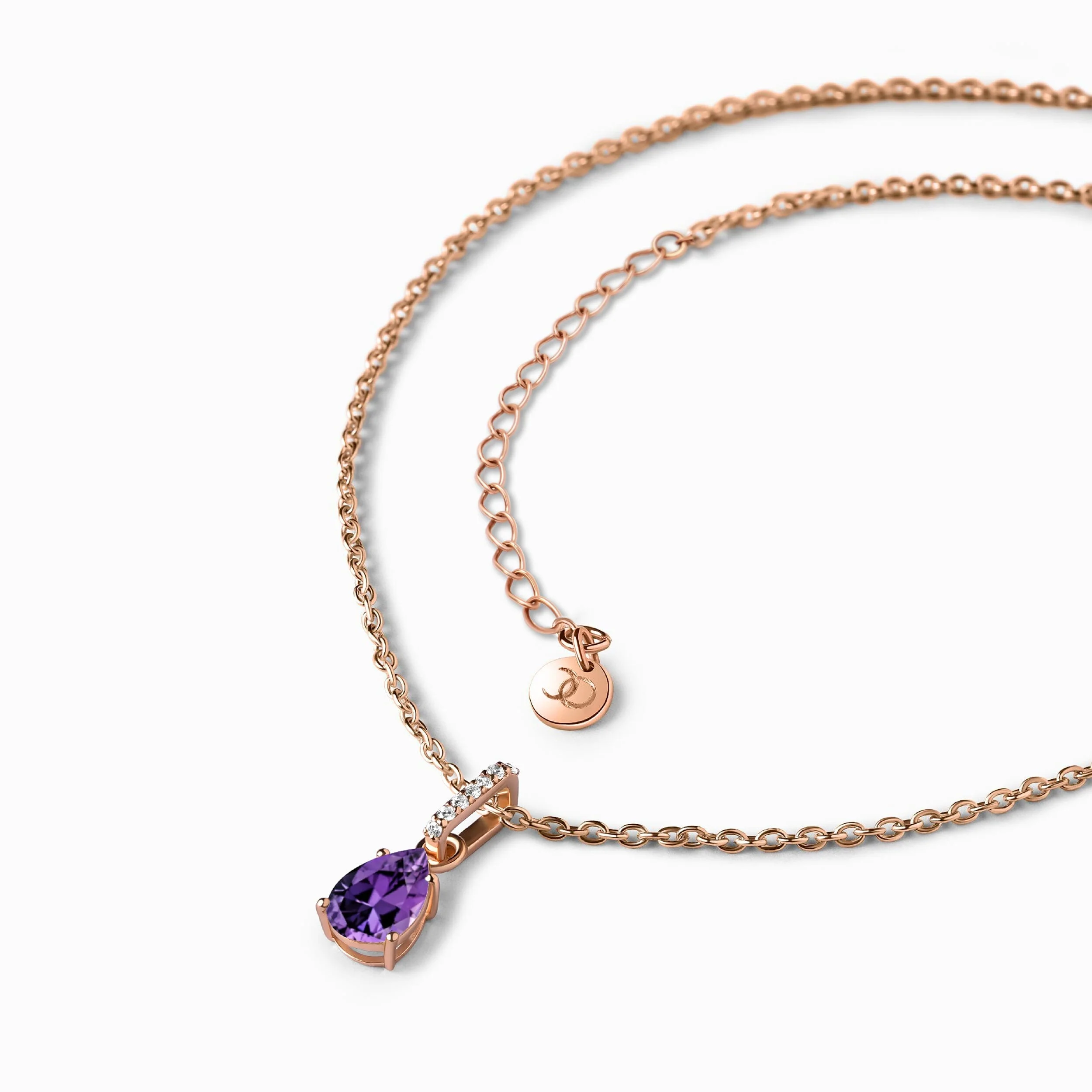 Fine Amethyst Lab Diamond Necklace Sway - February Birthstone - Image 12