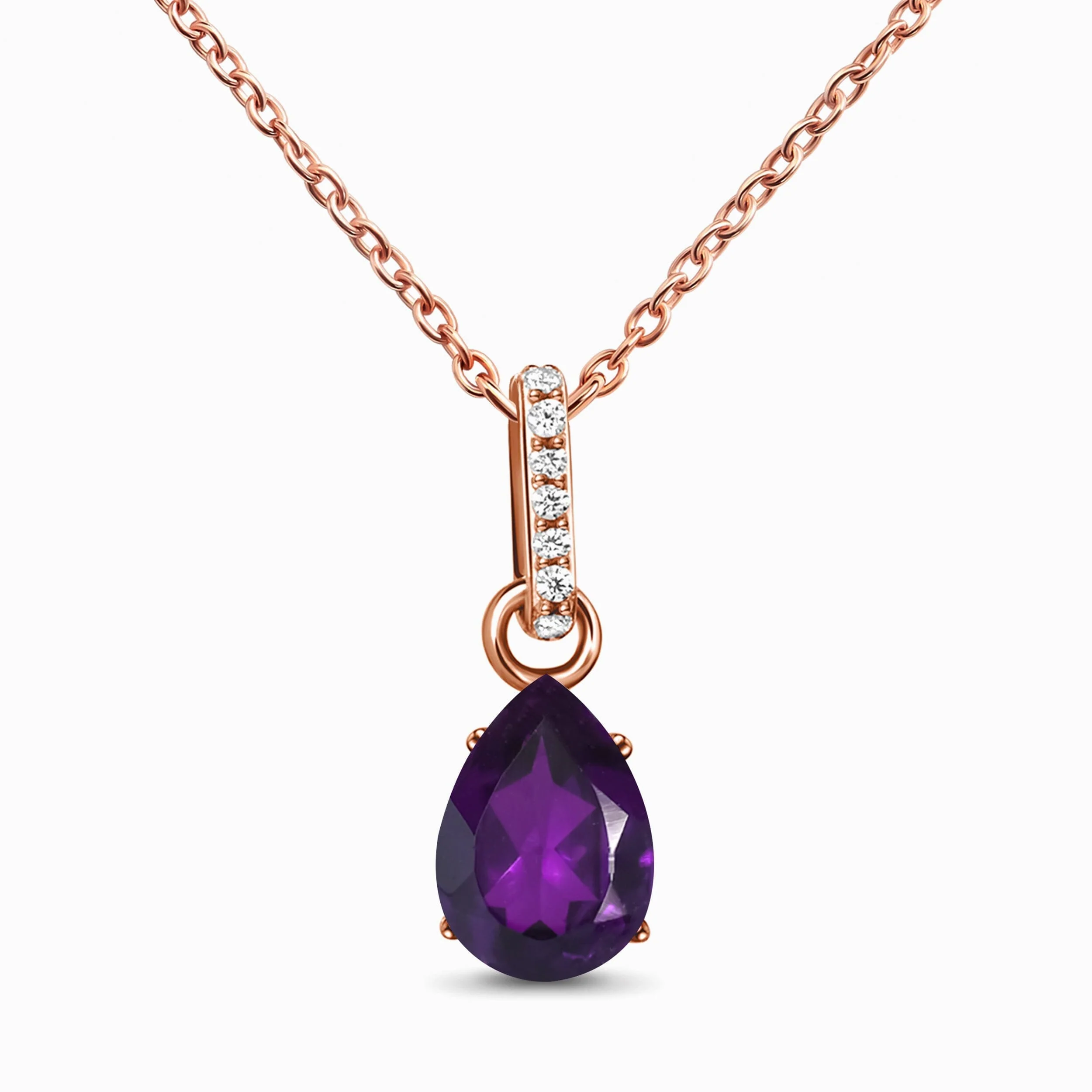 Fine Amethyst Lab Diamond Necklace Sway - February Birthstone - Image 3