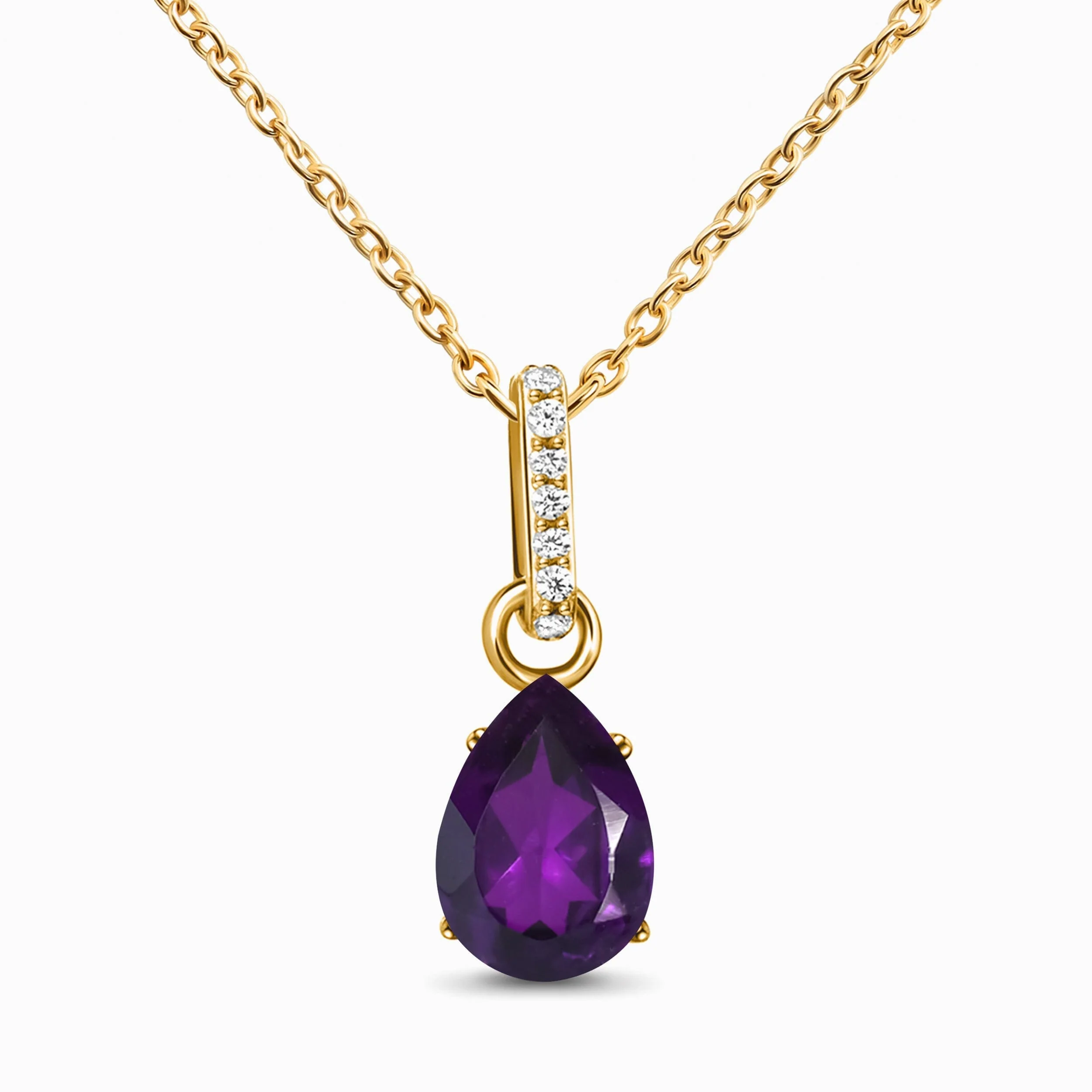 Fine Amethyst Lab Diamond Necklace Sway - February Birthstone - Image 5