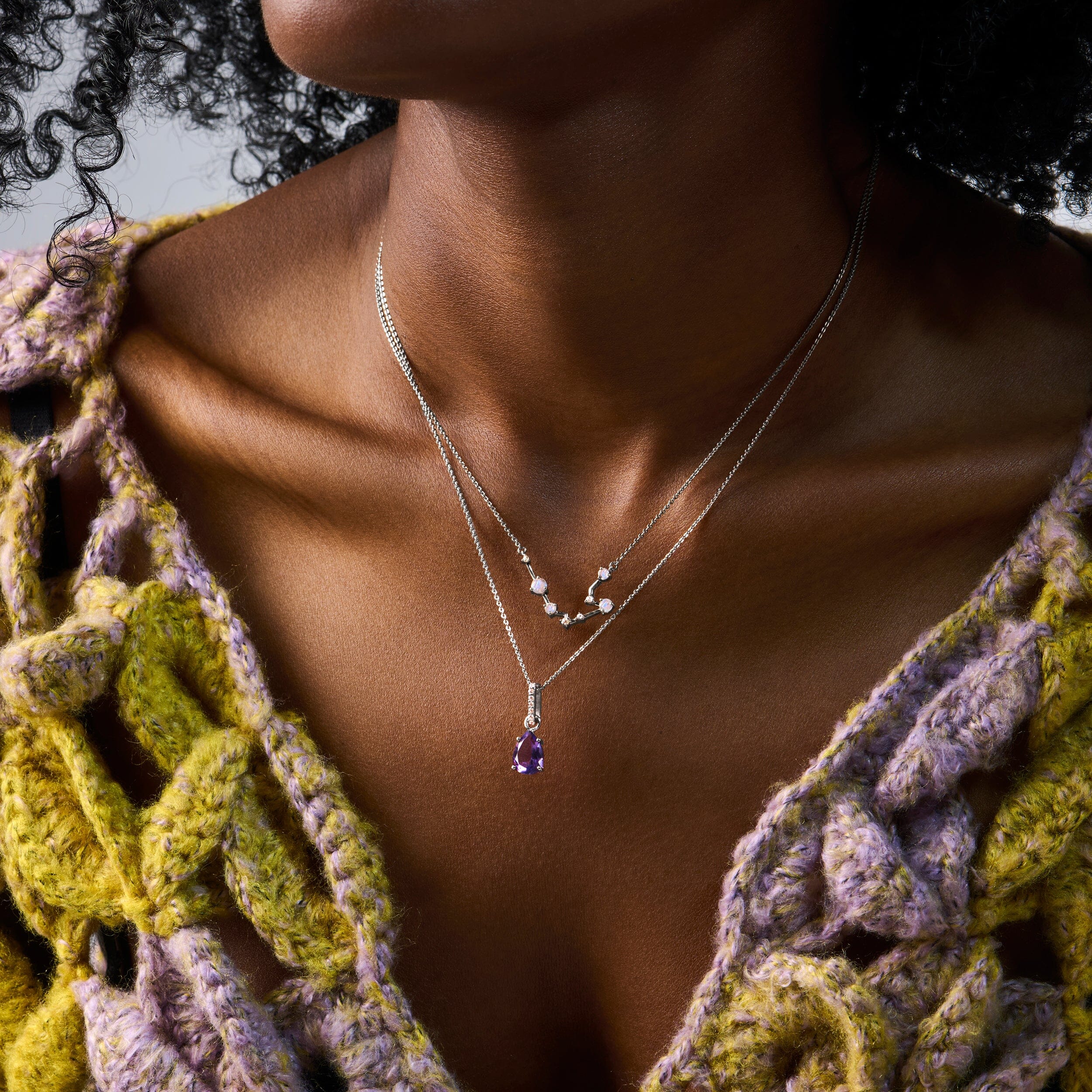 Fine Amethyst Lab Diamond Necklace Sway - February Birthstone - Image 9