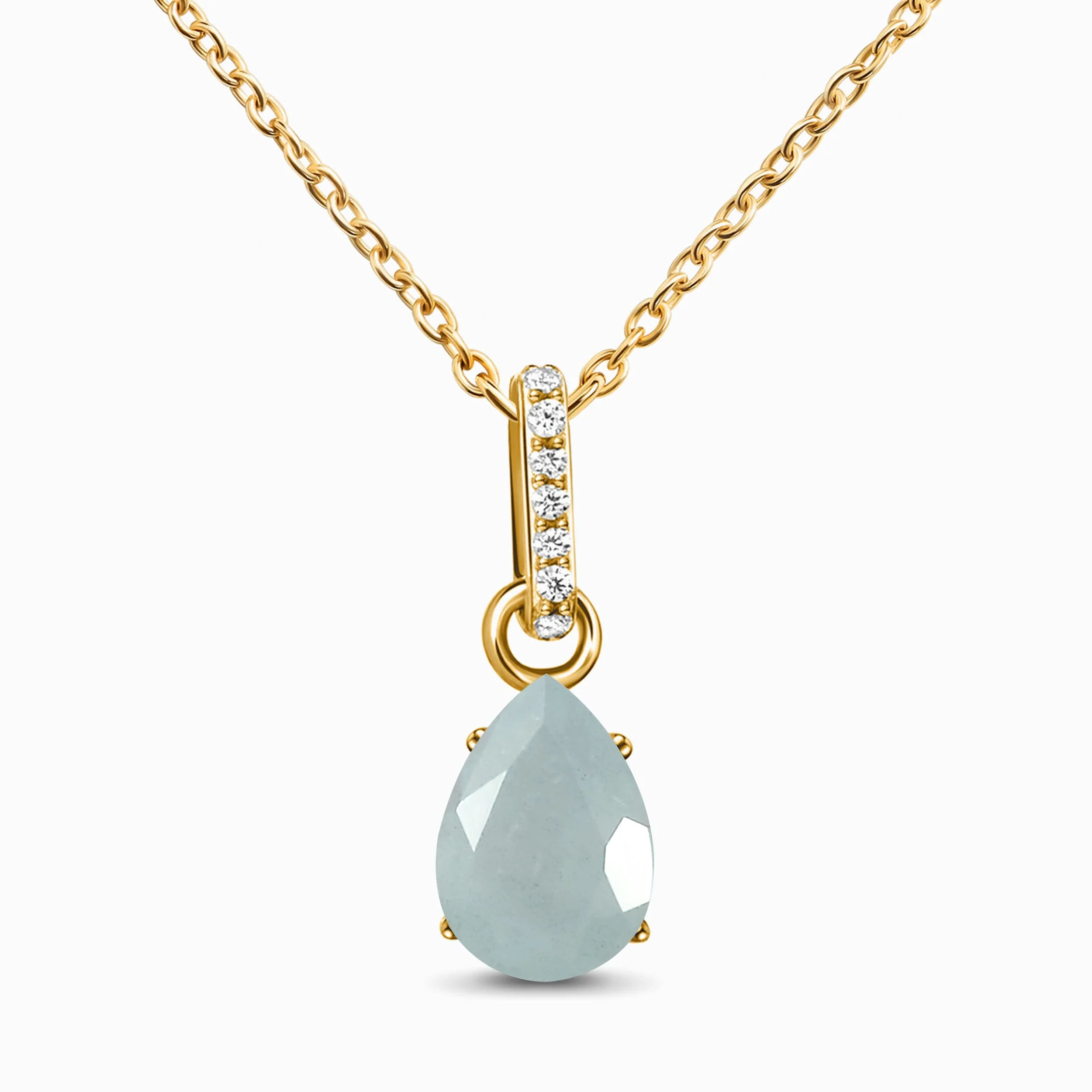 Fine Aquamarine Lab Diamond Necklace Sway - March Birthstone - Image 3