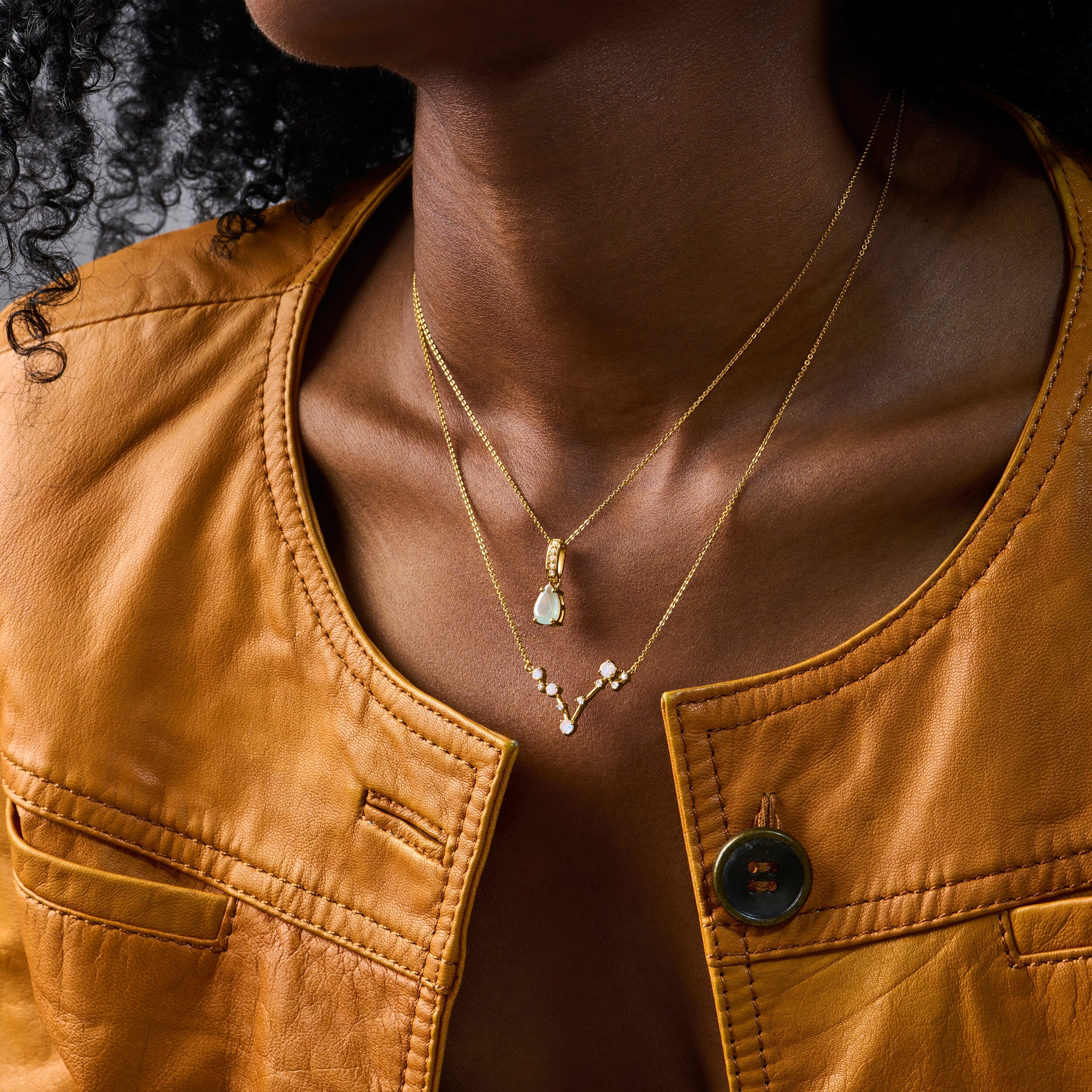 Fine Aquamarine Lab Diamond Necklace Sway - March Birthstone - Image 8