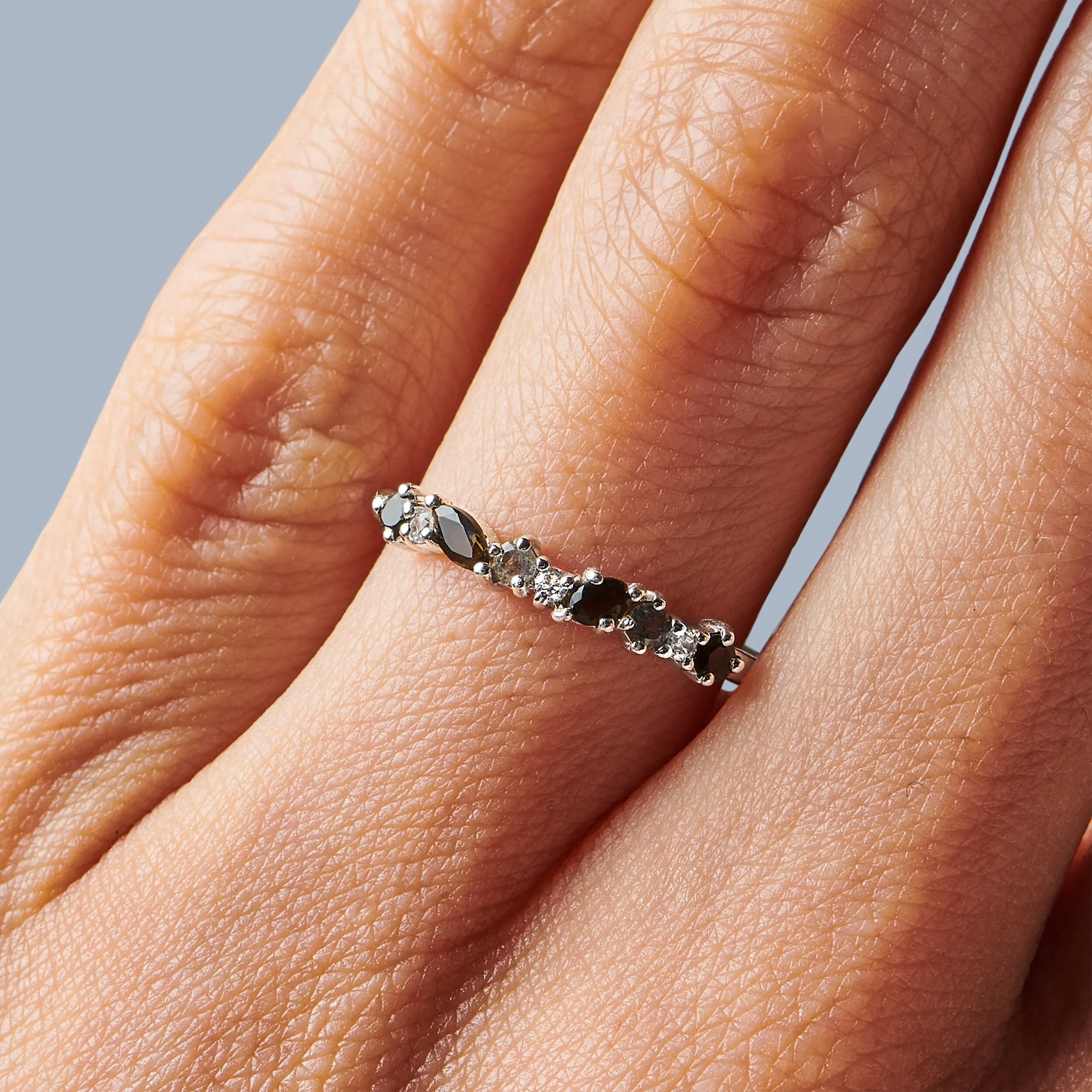 Fine Black Obsidian Lab Diamond Ring - Grace - Image 4