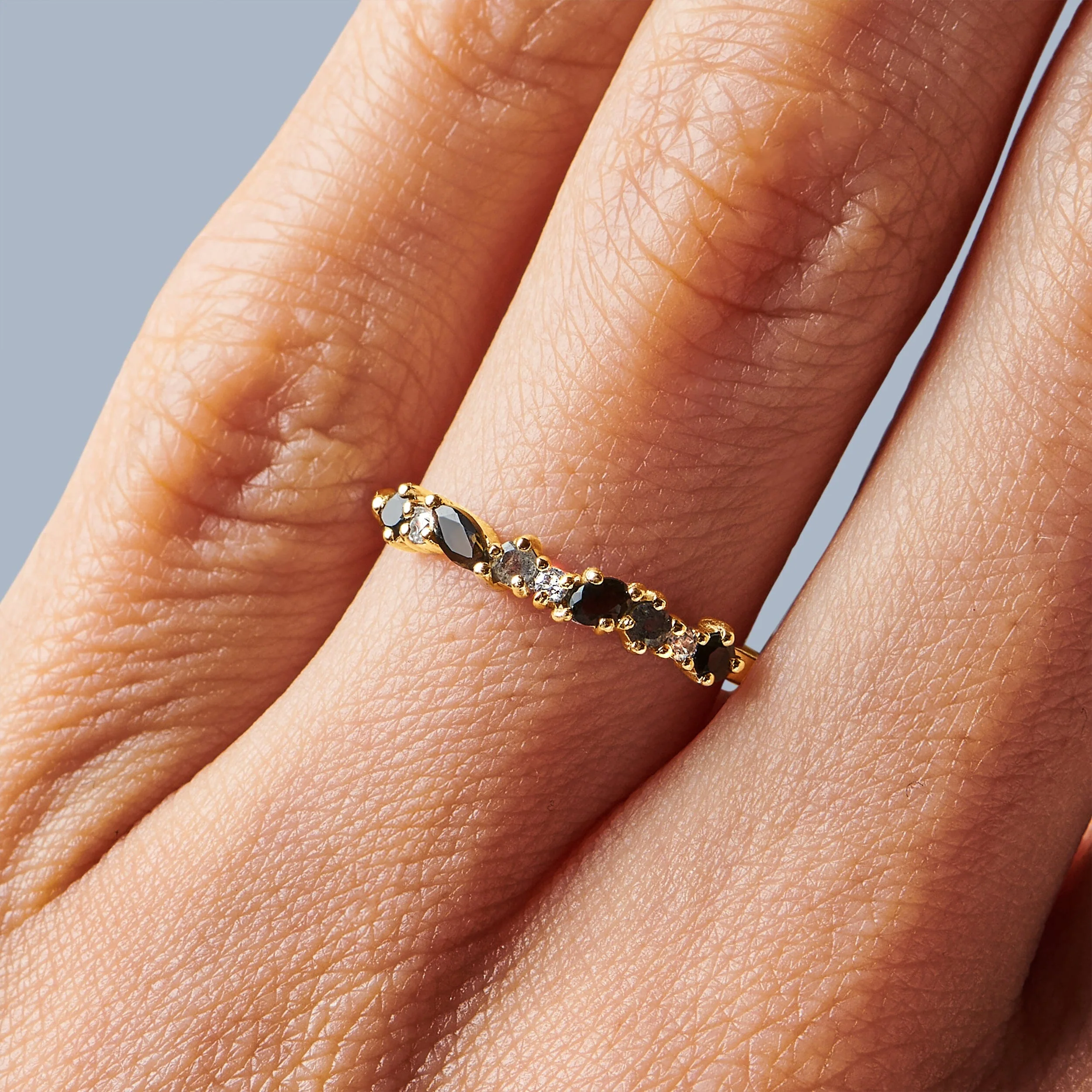 Fine Black Obsidian Lab Diamond Ring - Grace - Image 6