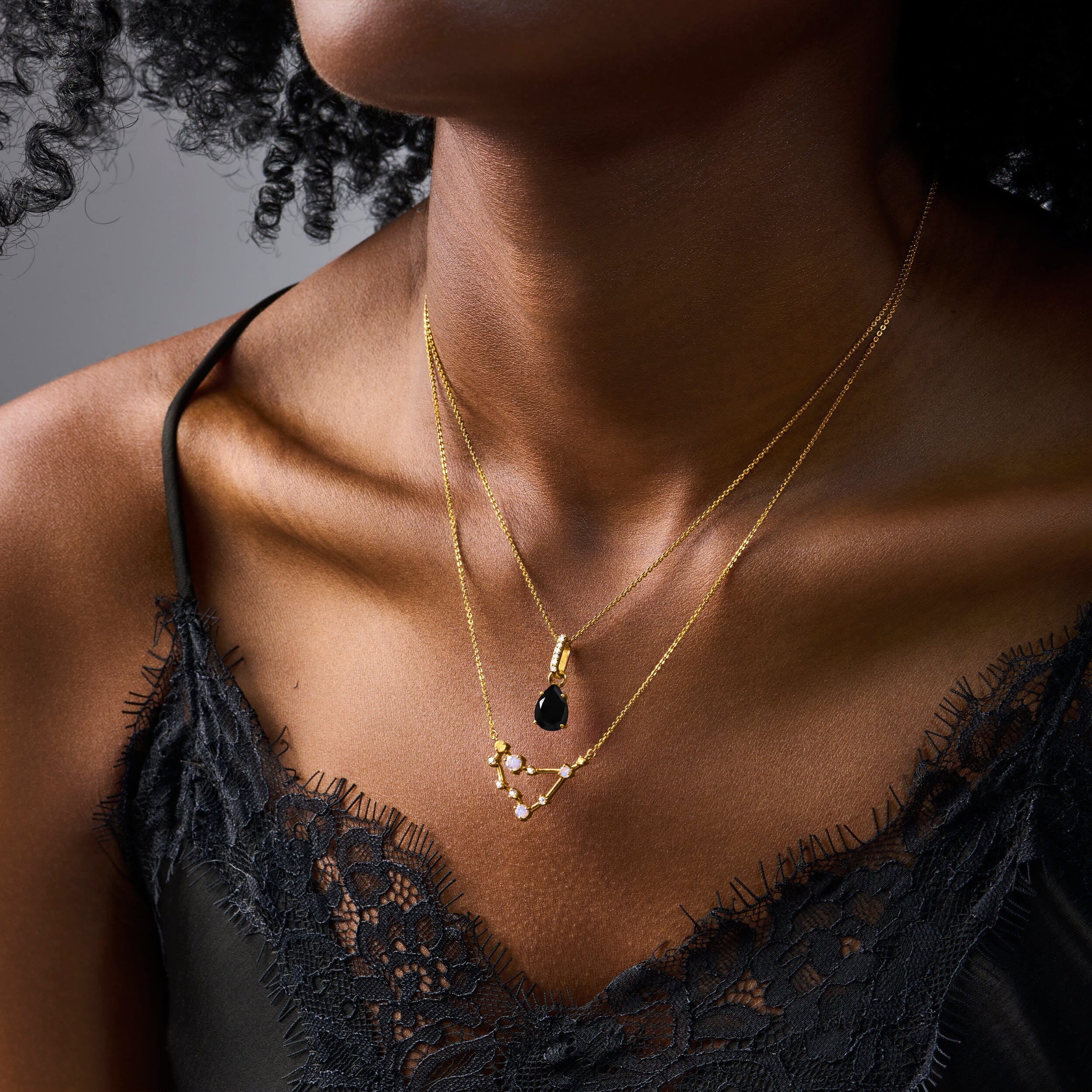 Fine Black Onyx Lab Diamond Necklace Sway - December Birthstone - Image 13