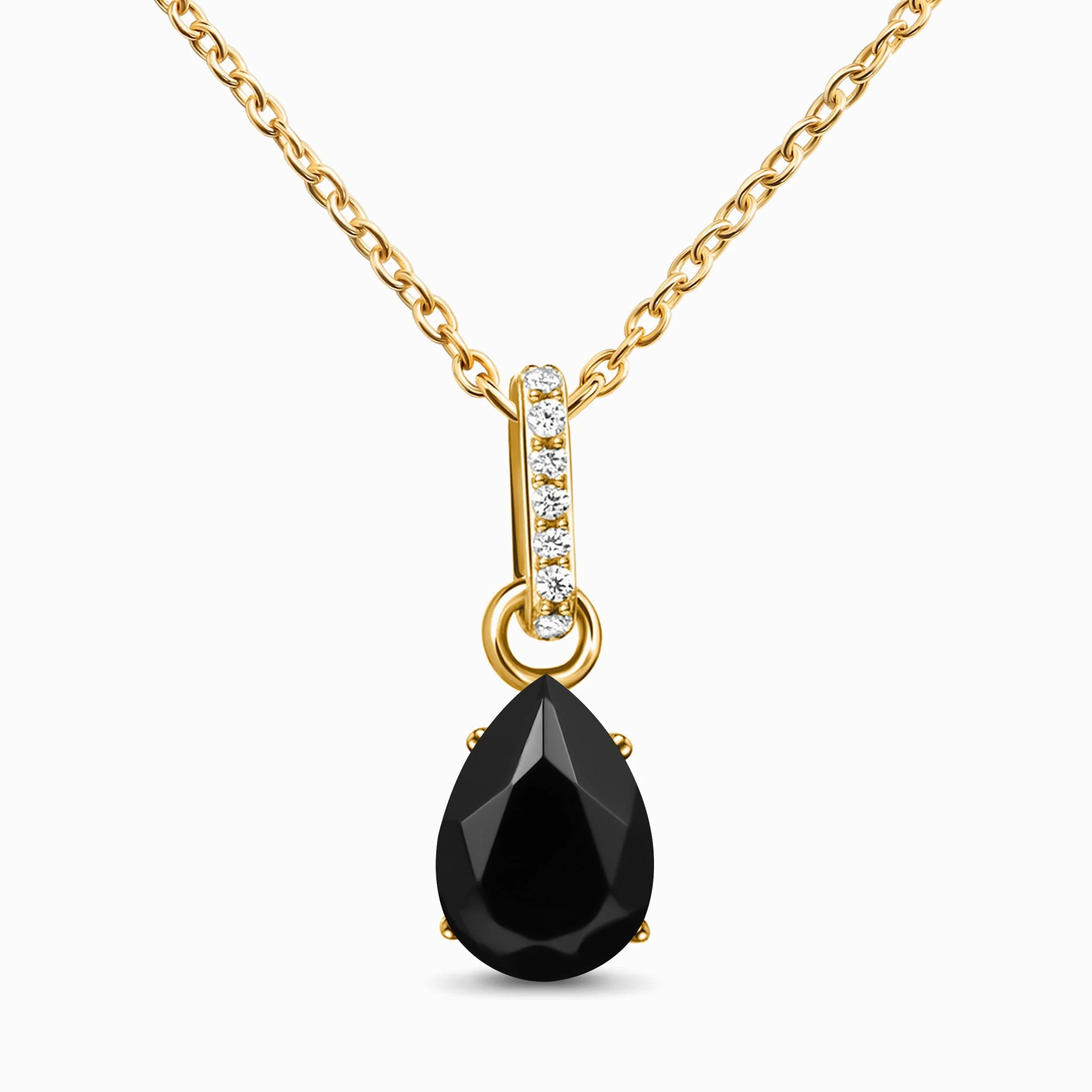 Fine Black Onyx Lab Diamond Necklace Sway - December Birthstone - Image 5
