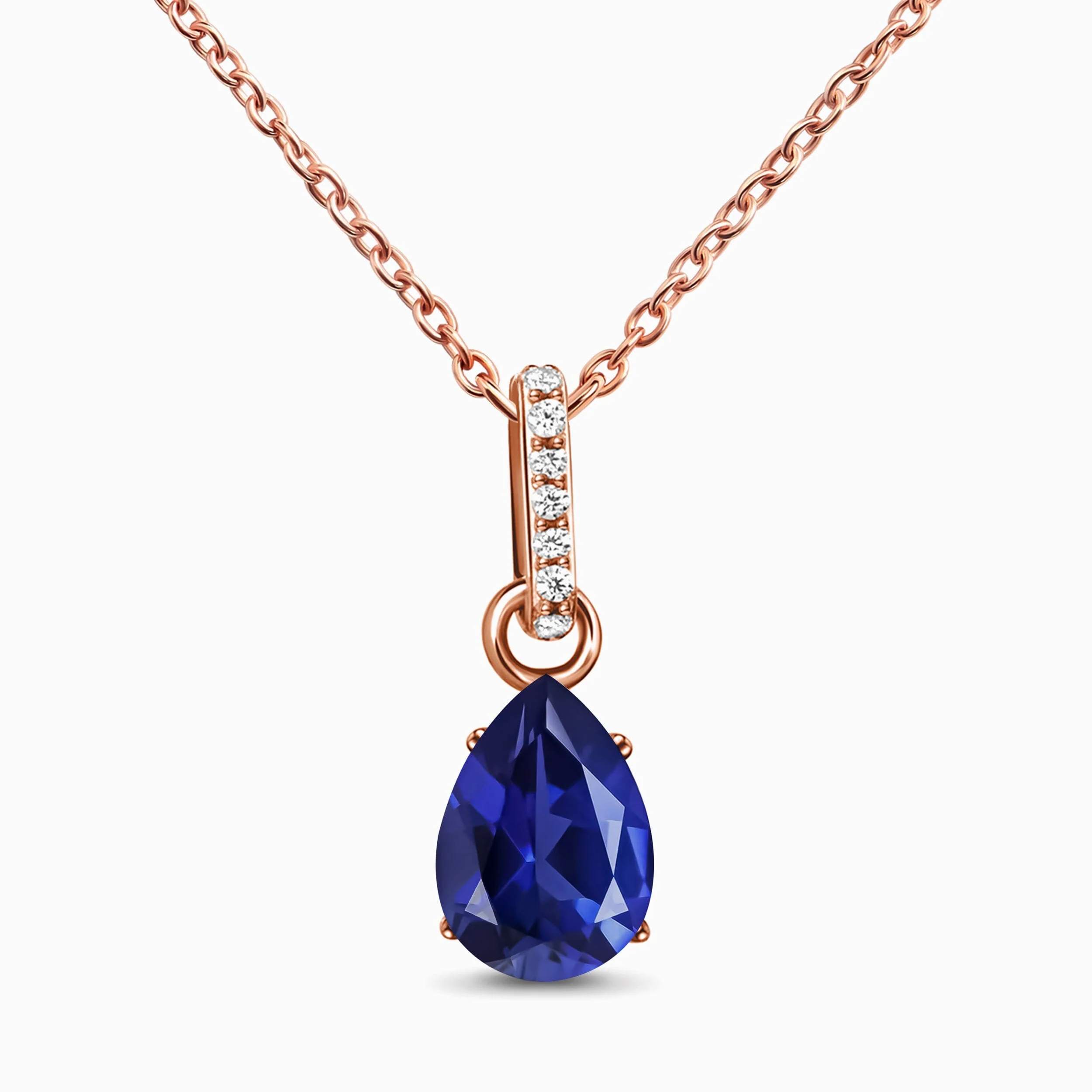 Fine Blue Sapphire Lab Diamond Necklace Sway - September Birthstone - Image 3