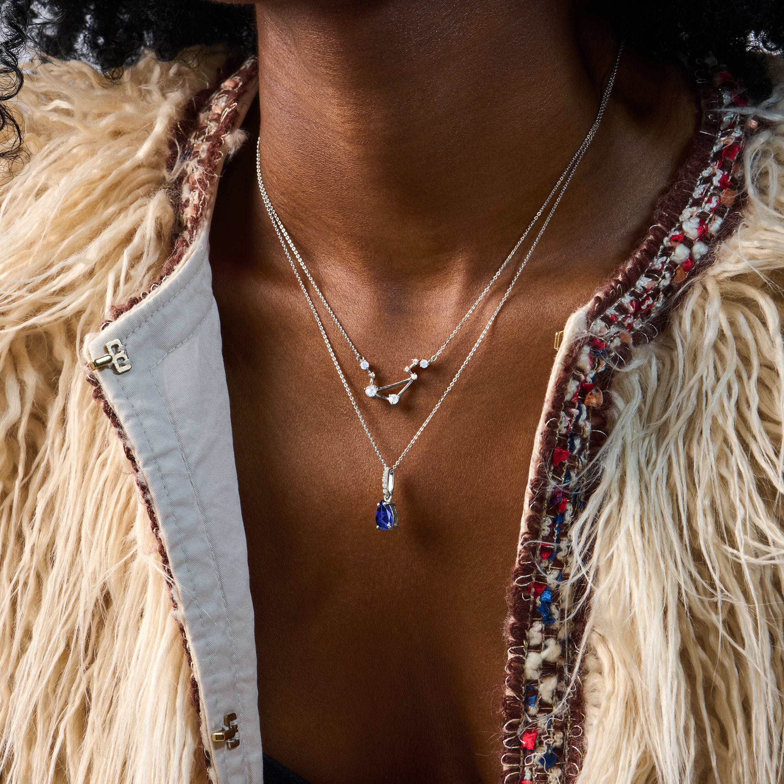 Fine Blue Sapphire Lab Diamond Necklace Sway - September Birthstone - Image 9