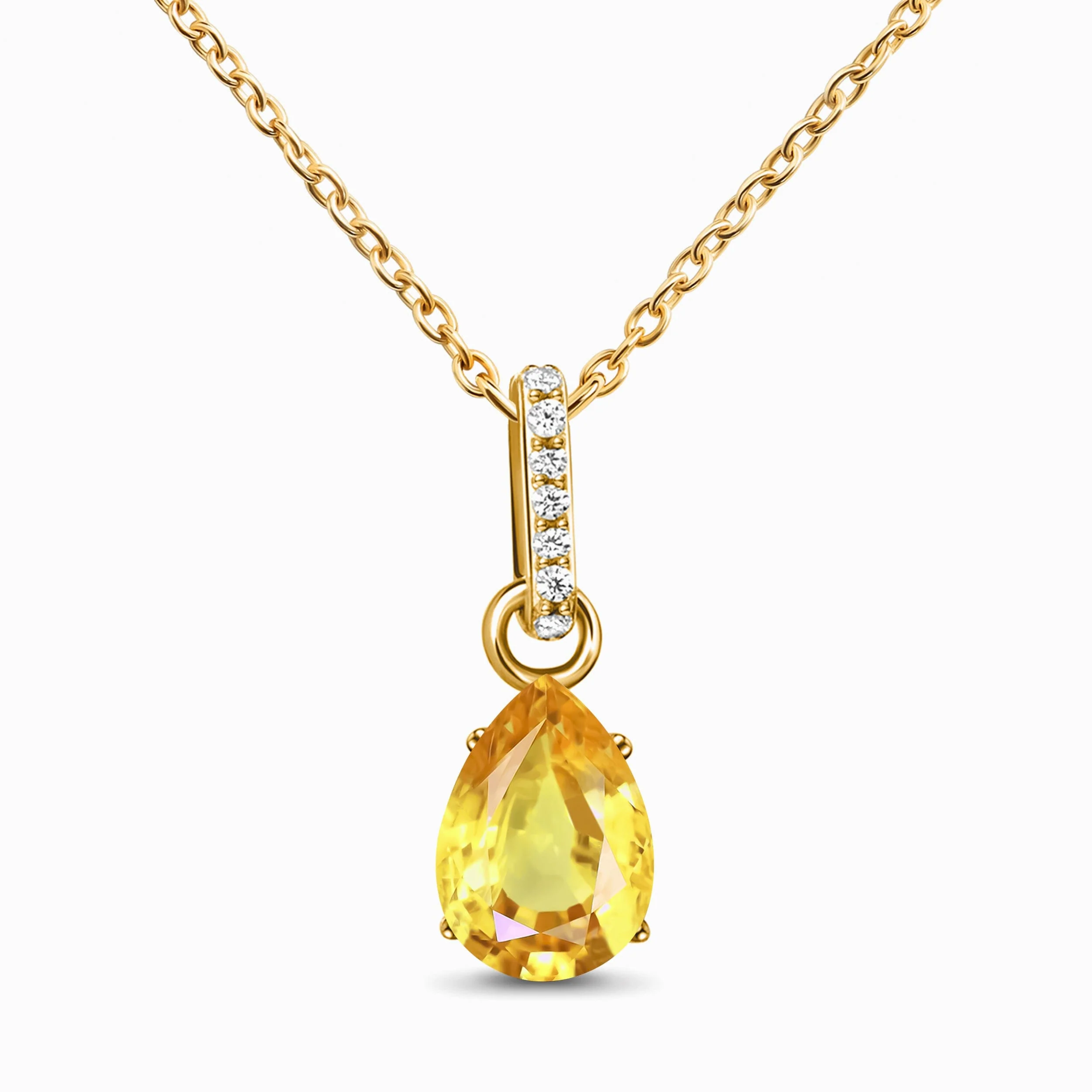Fine Citrine Lab Diamond Necklace Sway - November Birthstone - Image 3