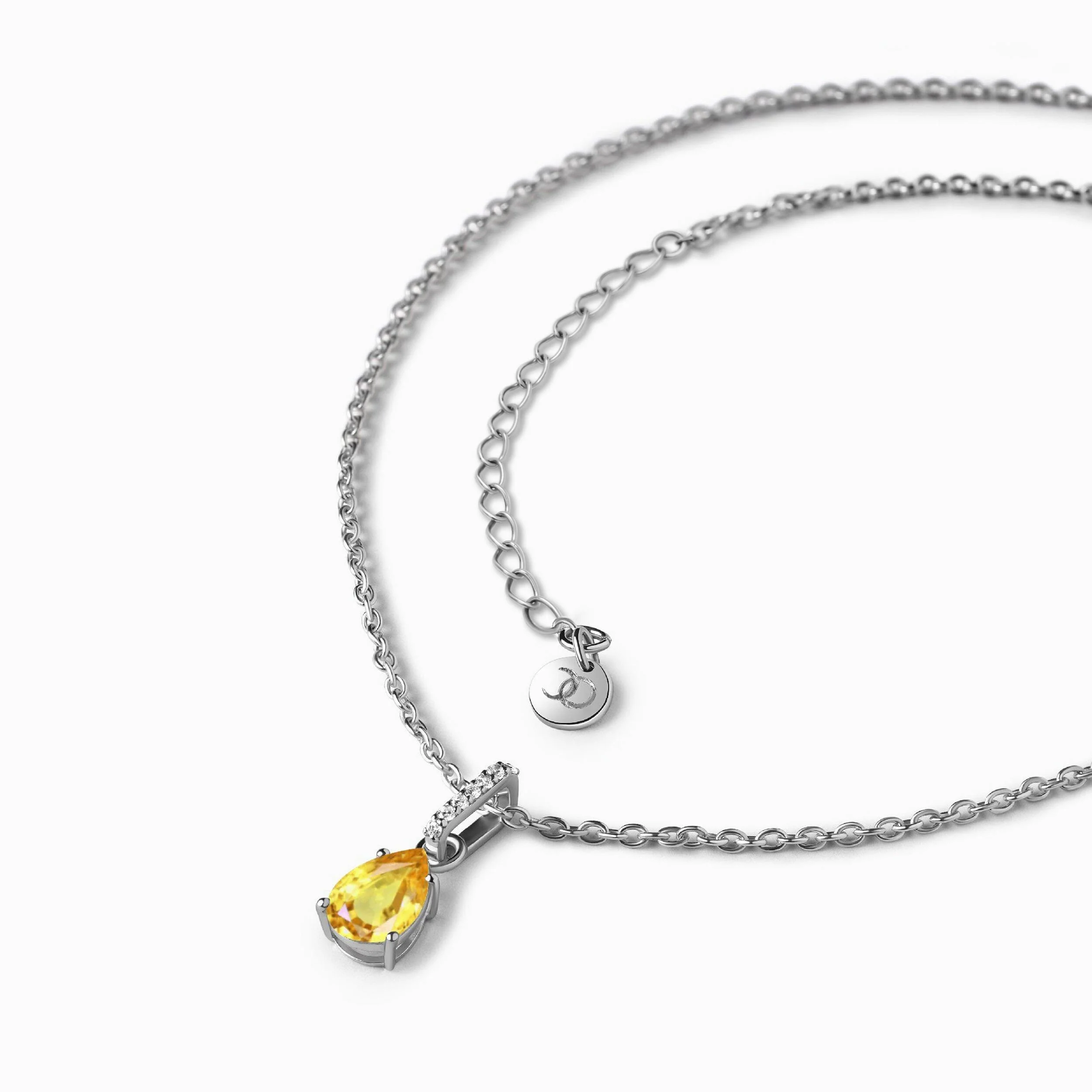 Fine Citrine Lab Diamond Necklace Sway - November Birthstone - Image 8