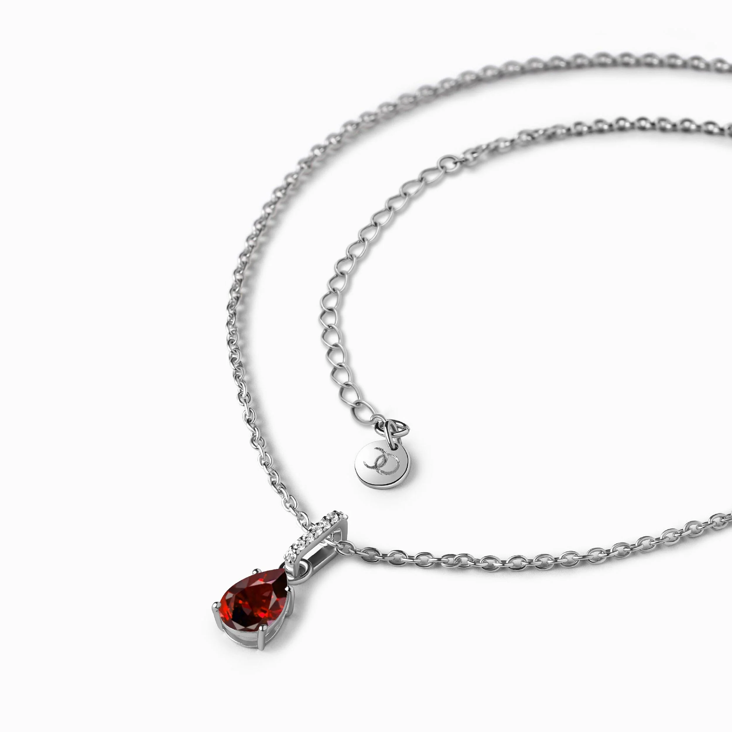 Fine Garnet Lab Diamond Necklace Sway - January Birthstone - Image 10