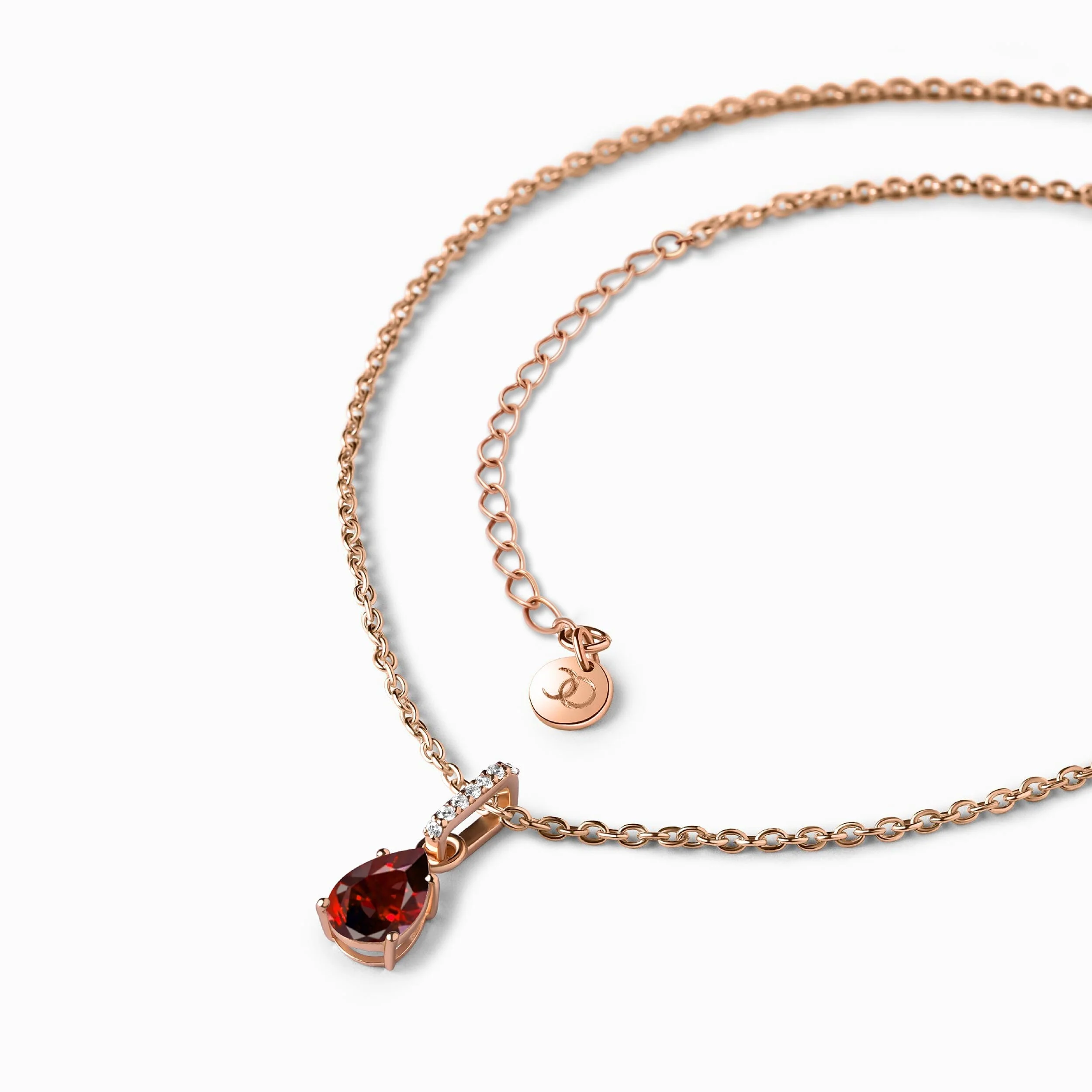 Fine Garnet Lab Diamond Necklace Sway - January Birthstone - Image 12