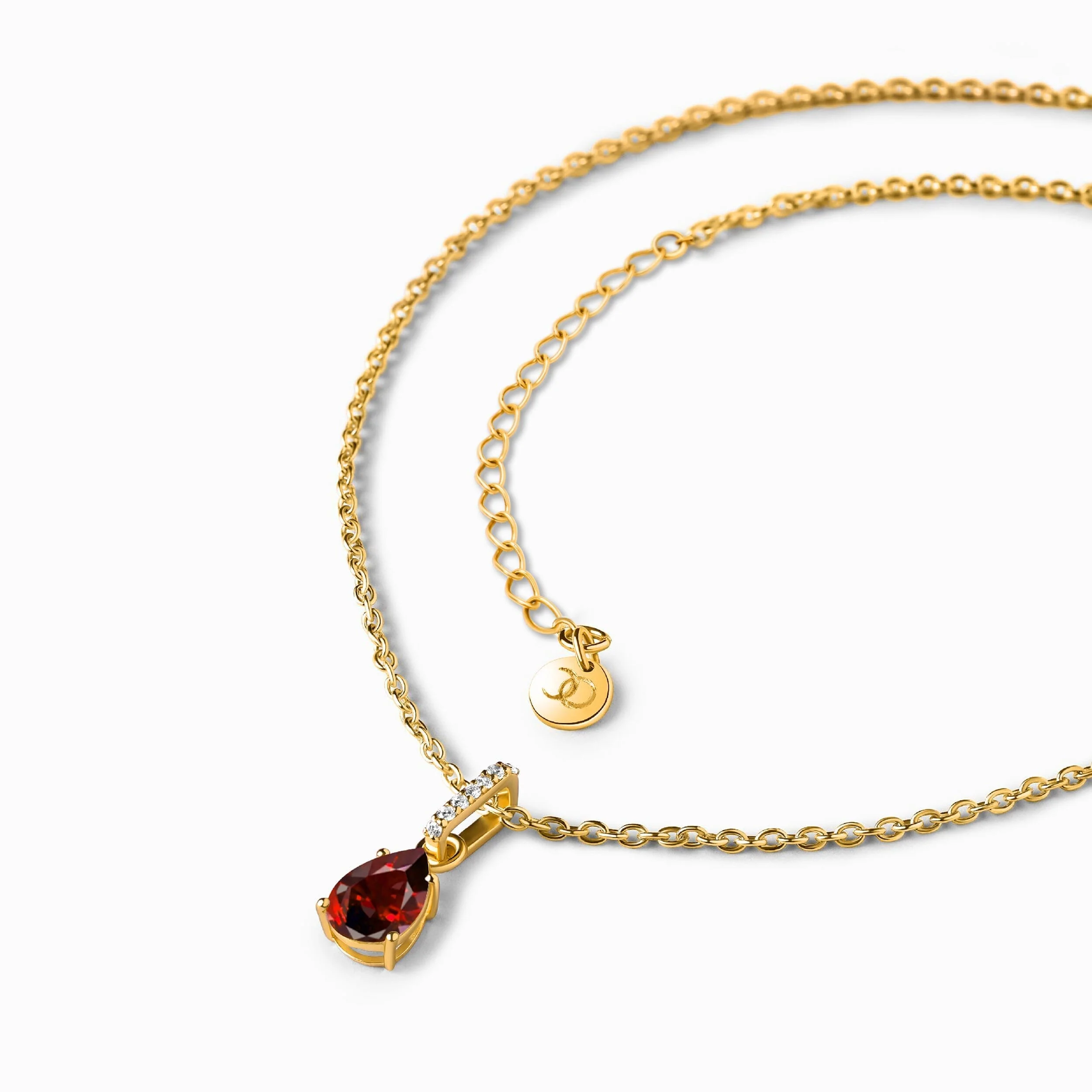 Fine Garnet Lab Diamond Necklace Sway - January Birthstone - Image 14