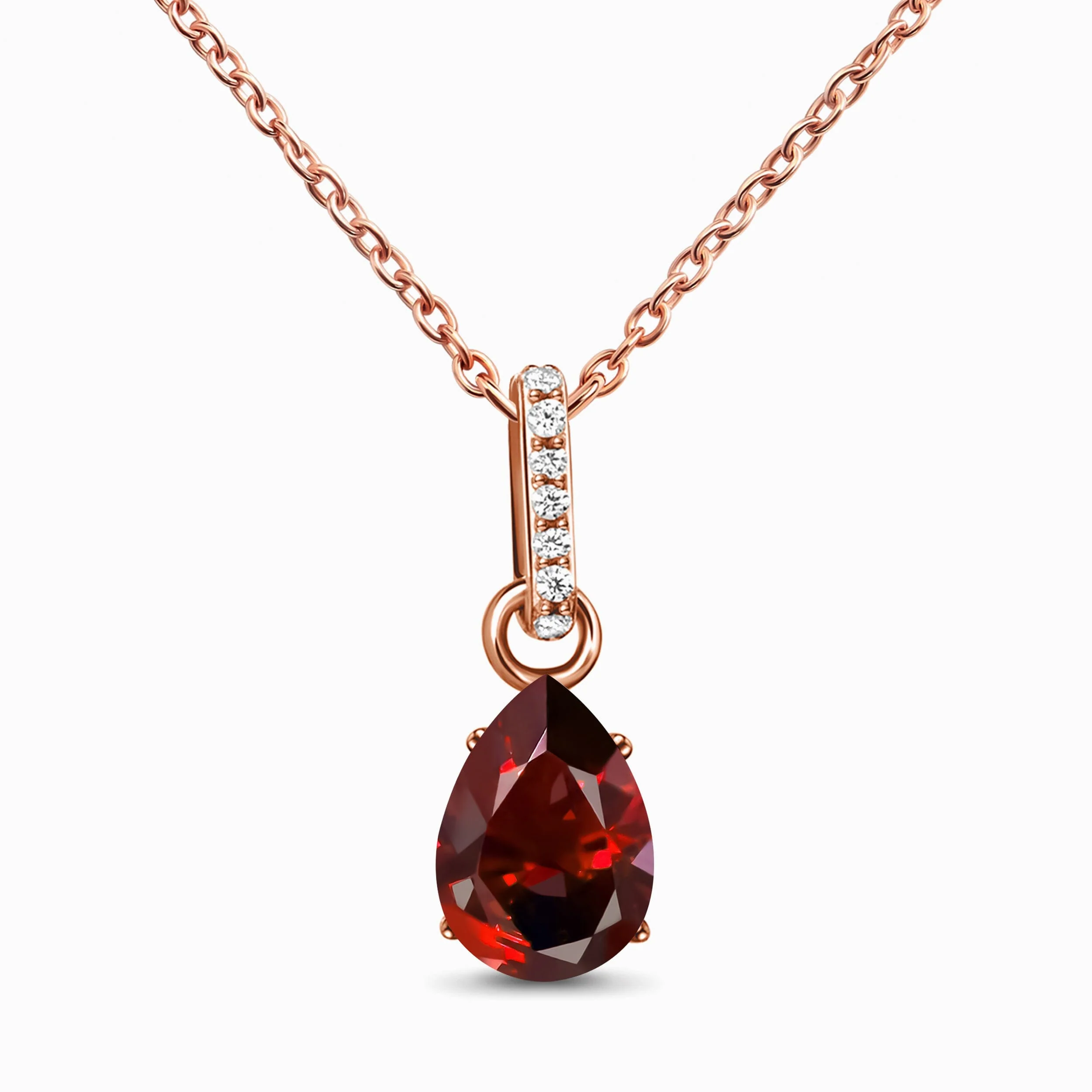 Fine Garnet Lab Diamond Necklace Sway - January Birthstone - Image 3