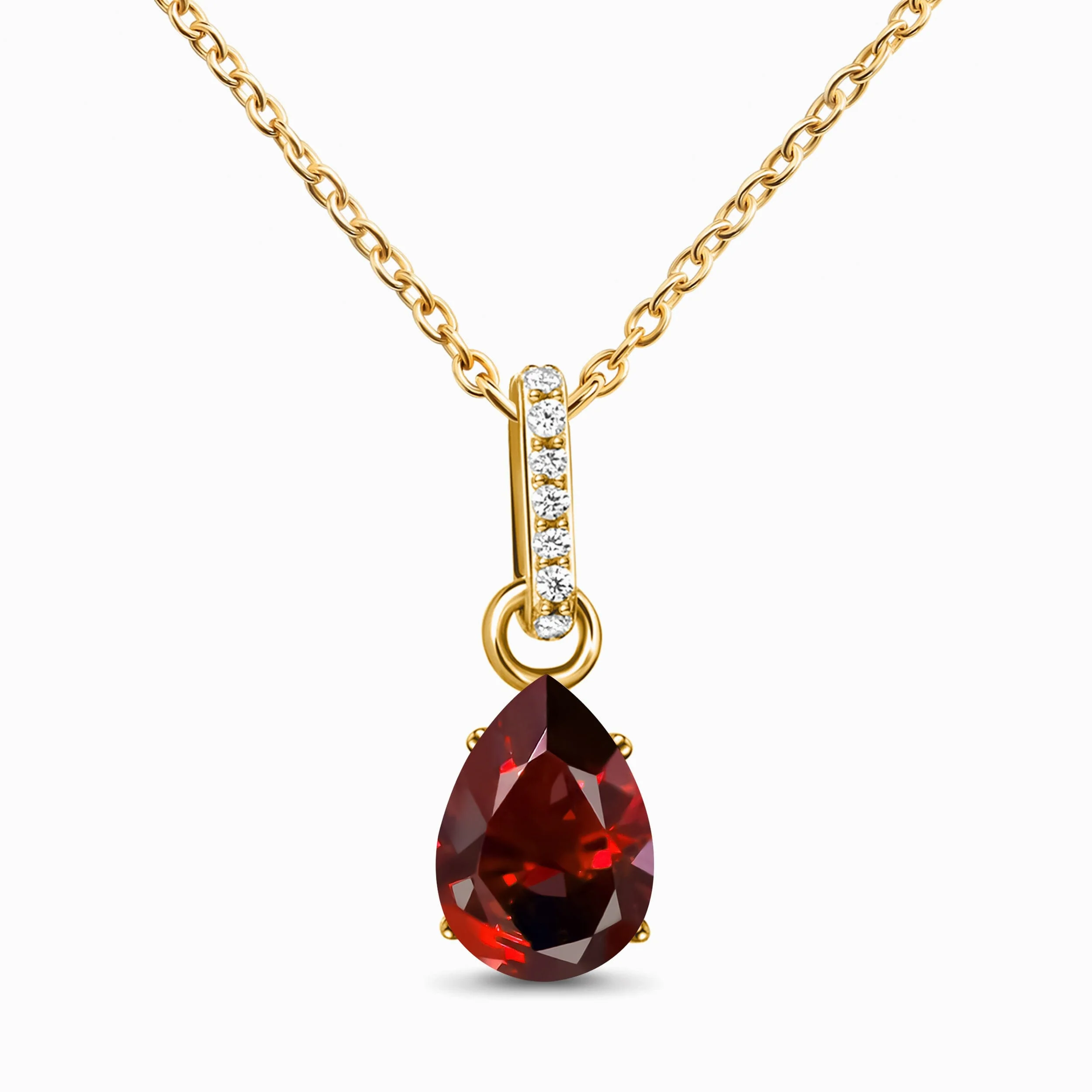 Fine Garnet Lab Diamond Necklace Sway - January Birthstone - Image 5