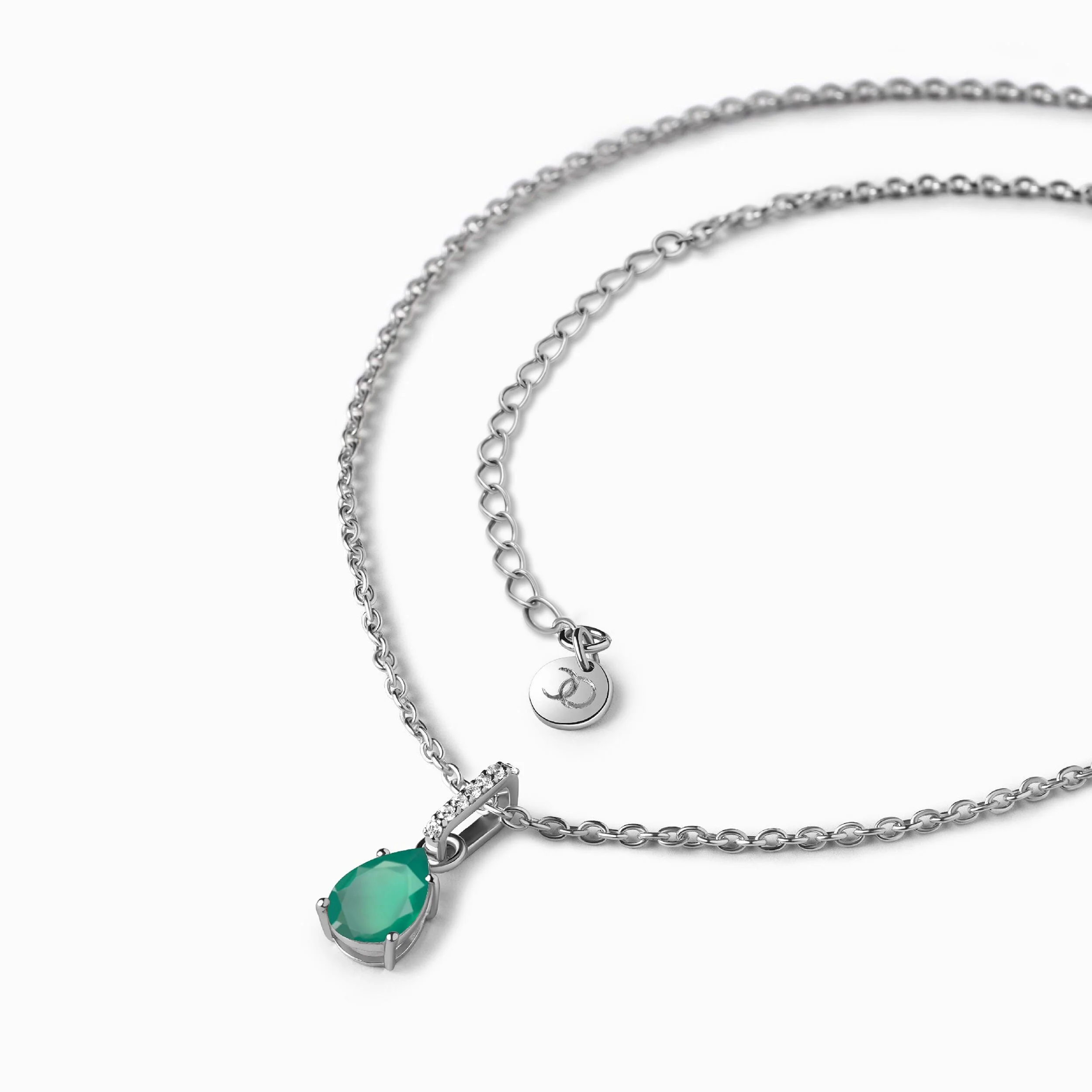 Fine Green Onyx Lab Diamond Necklace Sway - May Birthstone - Image 10