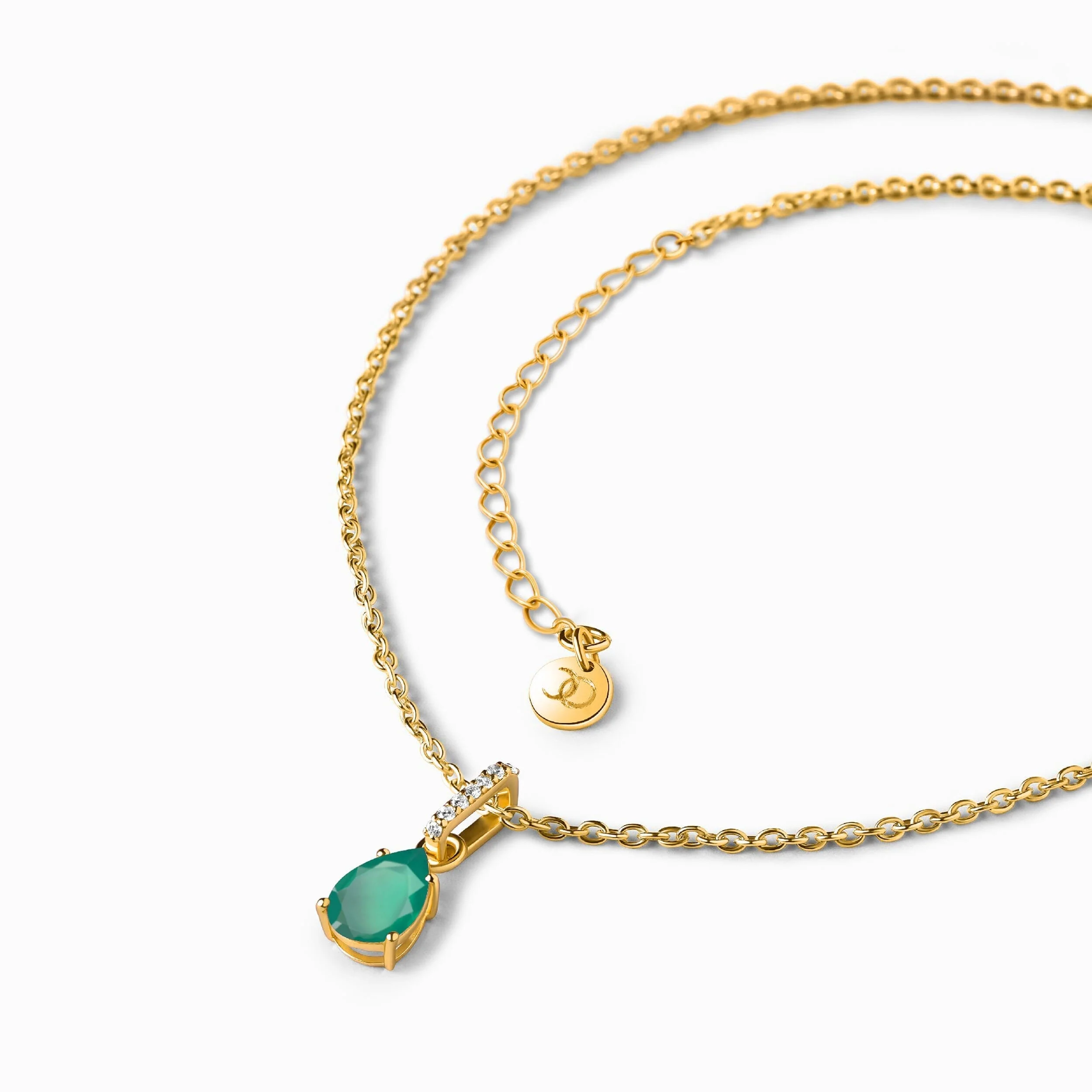 Fine Green Onyx Lab Diamond Necklace Sway - May Birthstone - Image 14