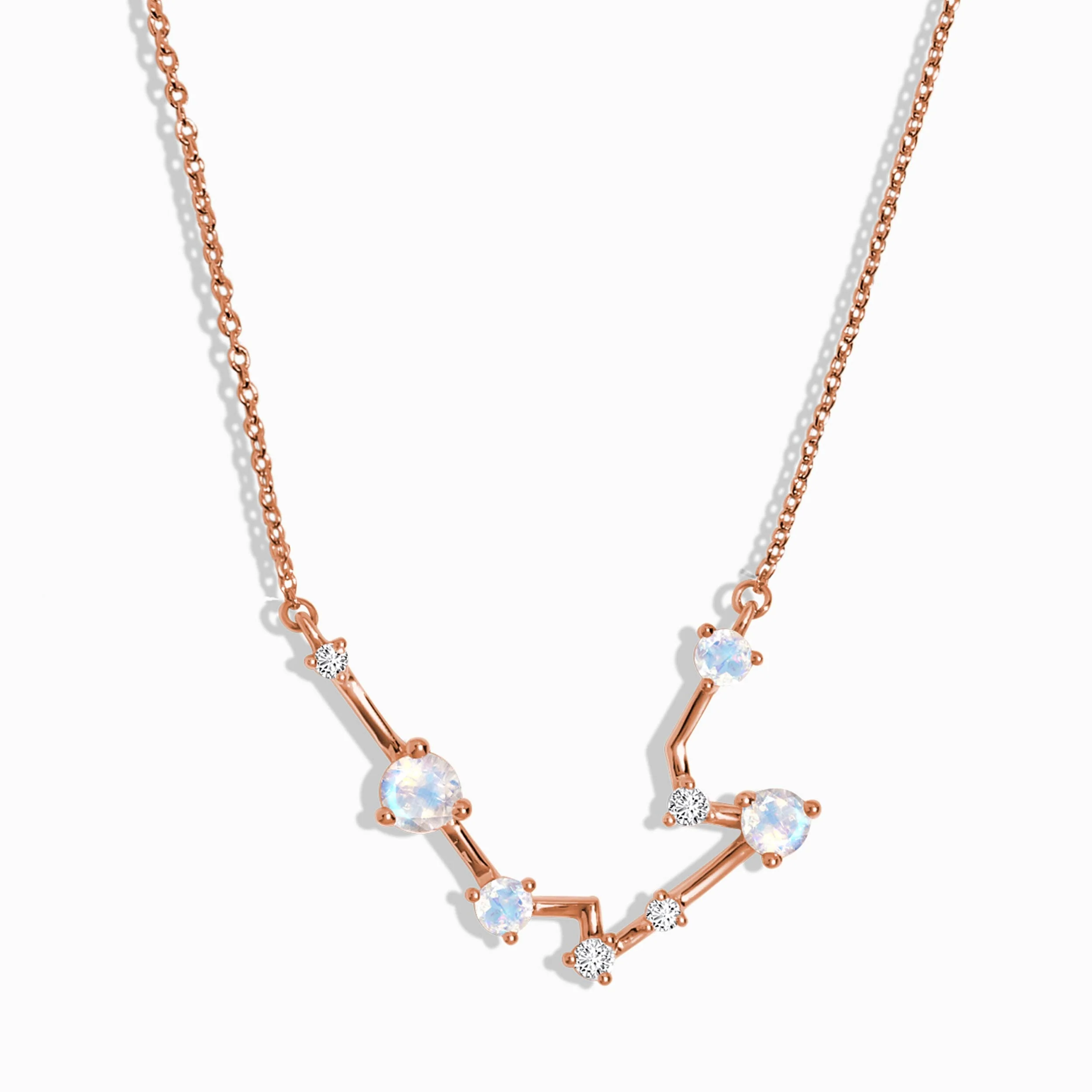 Fine Moonstone Lab Diamond Necklace - Aquarius Zodiac Constellation - Image 3