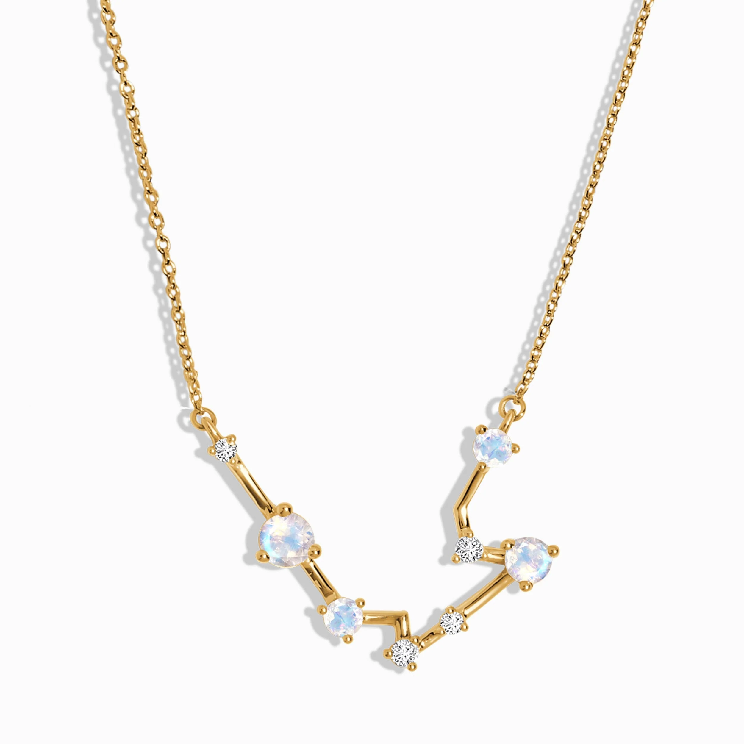 Fine Moonstone Lab Diamond Necklace - Aquarius Zodiac Constellation - Image 5