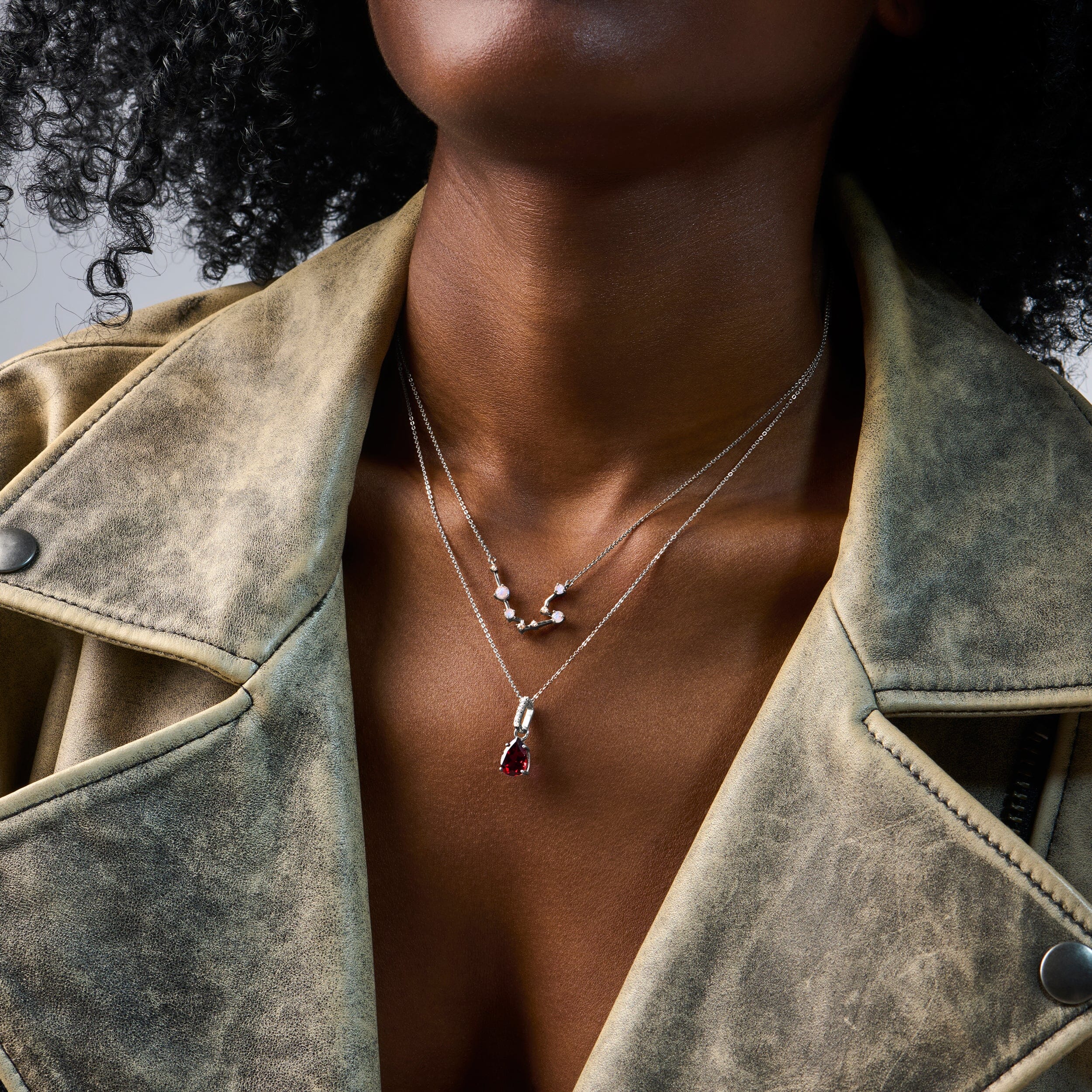 Fine Moonstone Lab Diamond Necklace - Aquarius Zodiac Constellation - Image 9