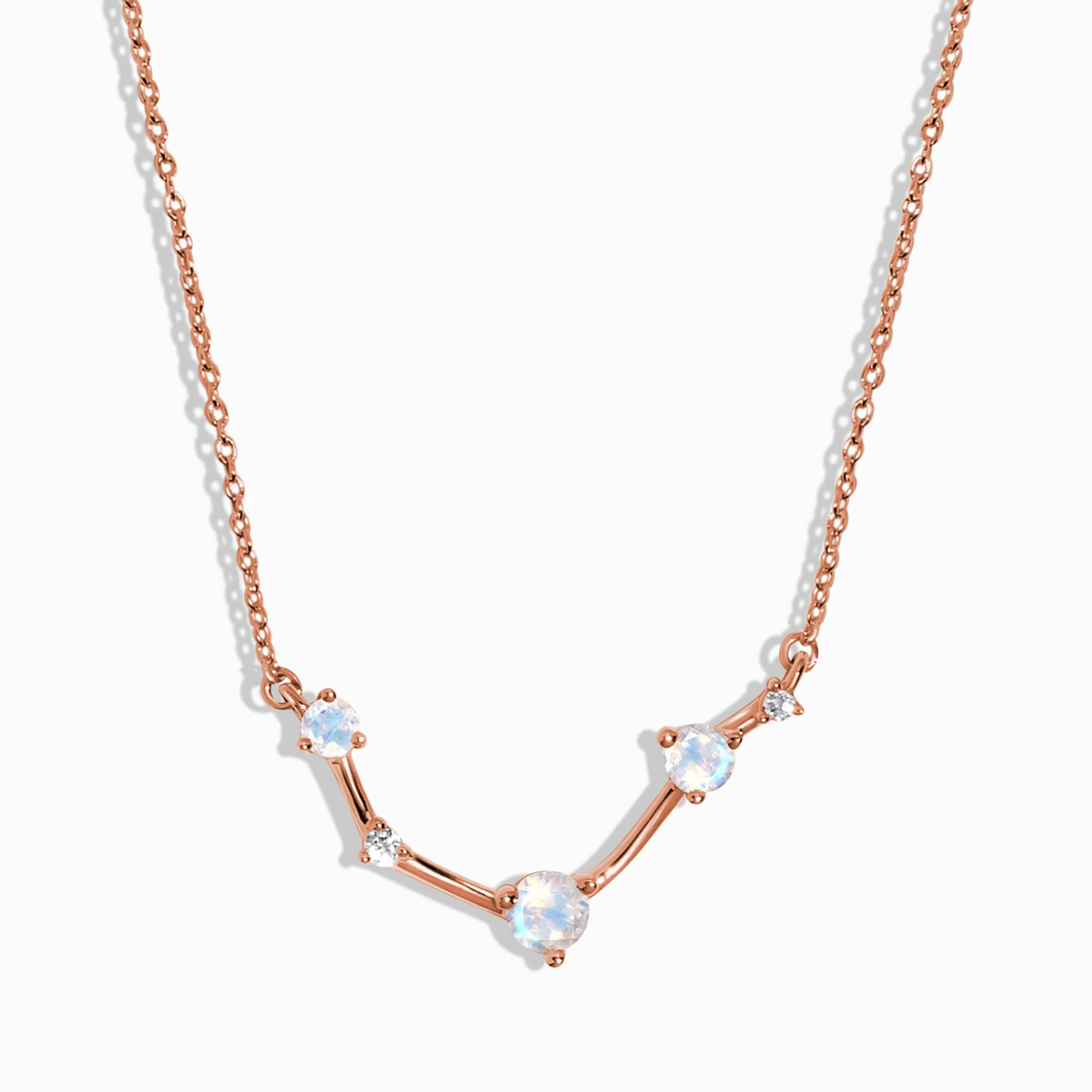 Fine Moonstone Lab Diamond Necklace - Aries Zodiac Constellation - Image 3