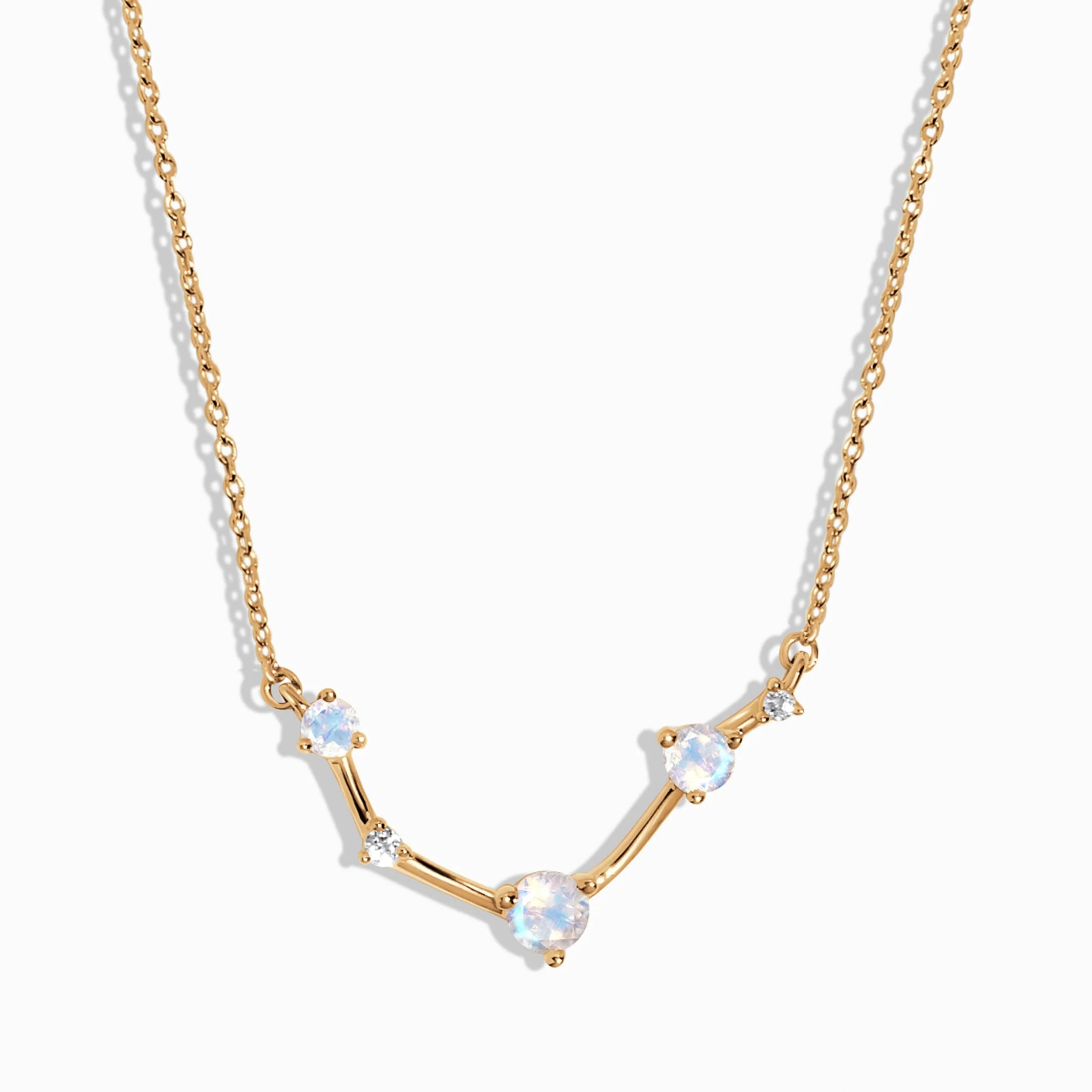 Fine Moonstone Lab Diamond Necklace - Aries Zodiac Constellation - Image 5