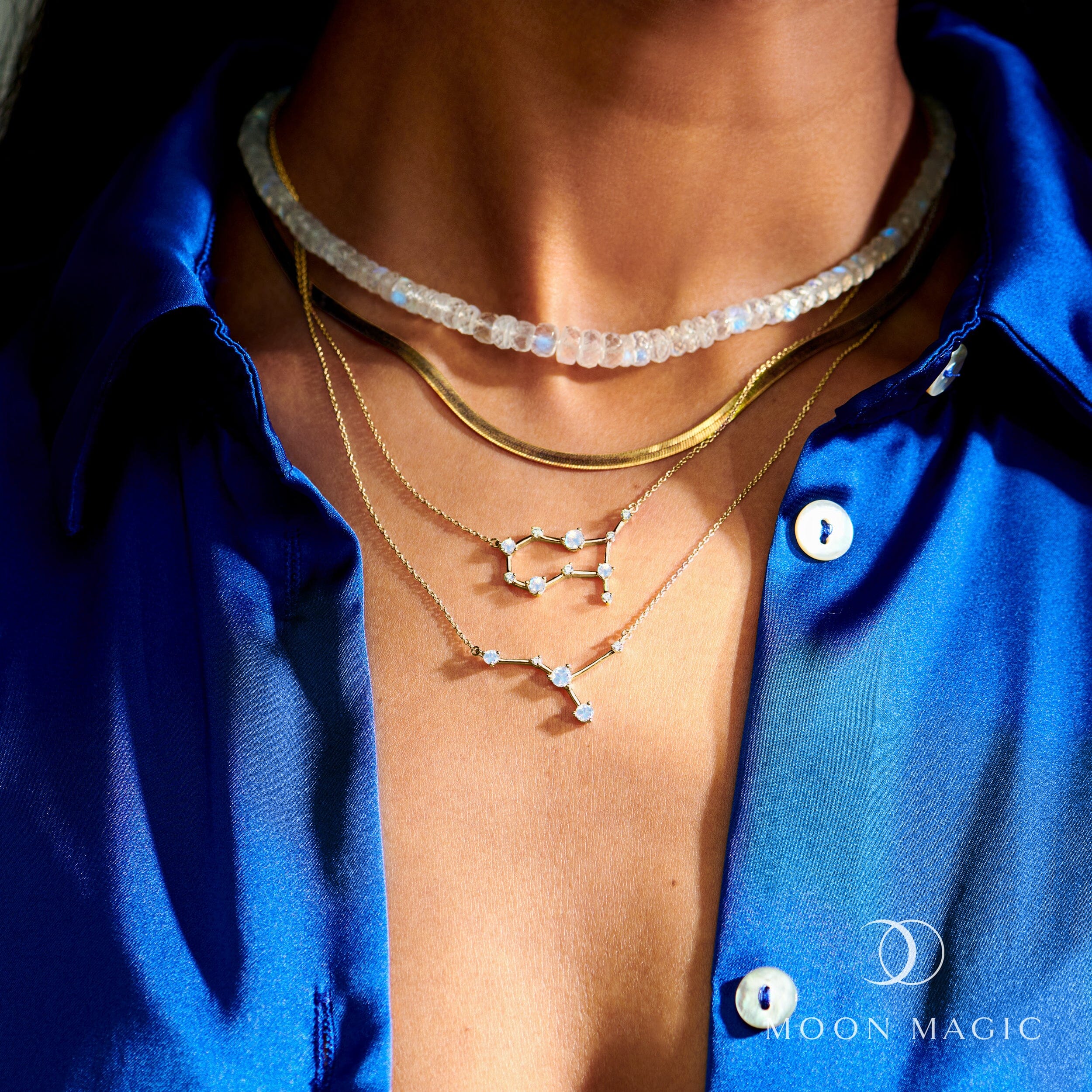 Fine Moonstone Lab Diamond Necklace - Cancer Zodiac Constellation - Image 17