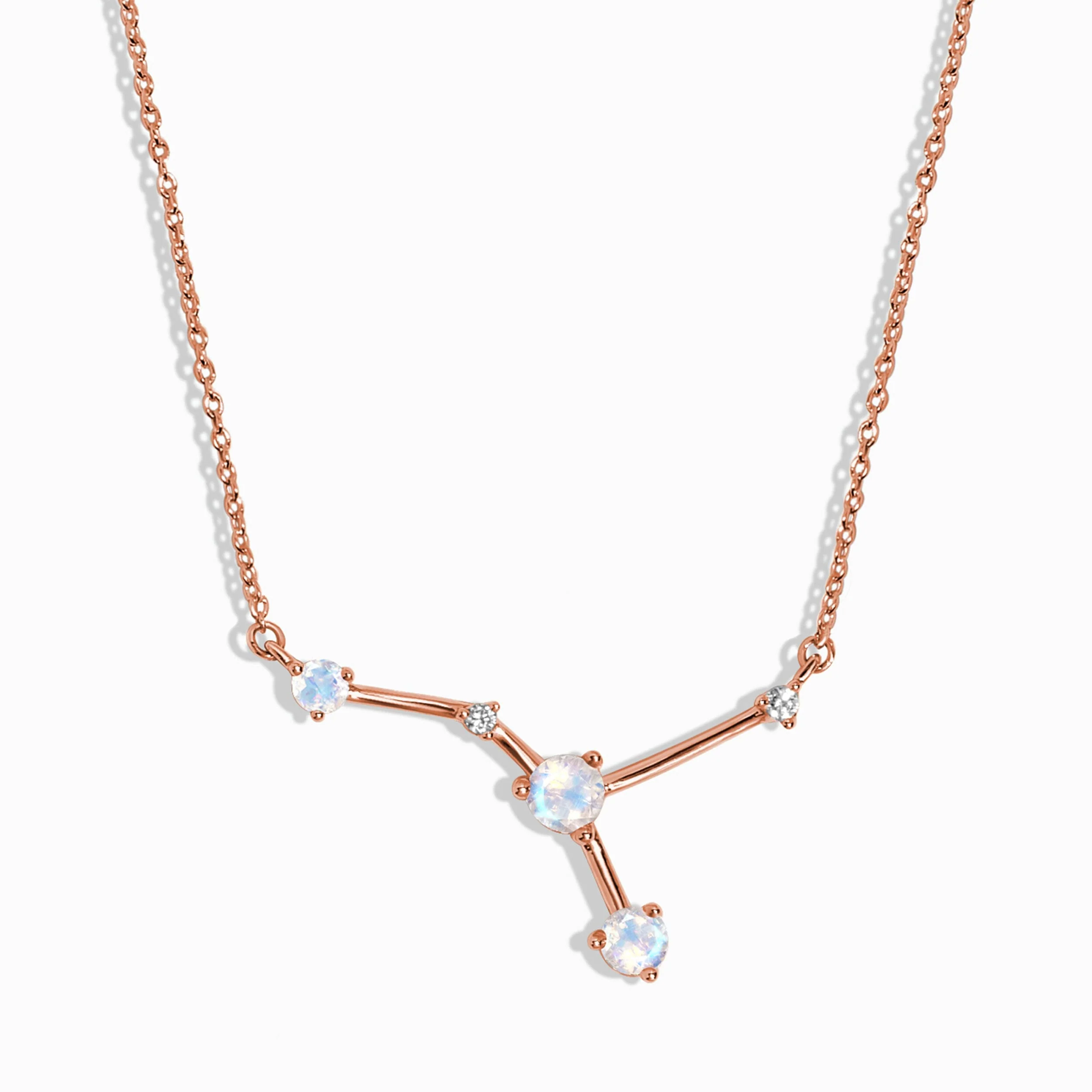 Fine Moonstone Lab Diamond Necklace - Cancer Zodiac Constellation - Image 3