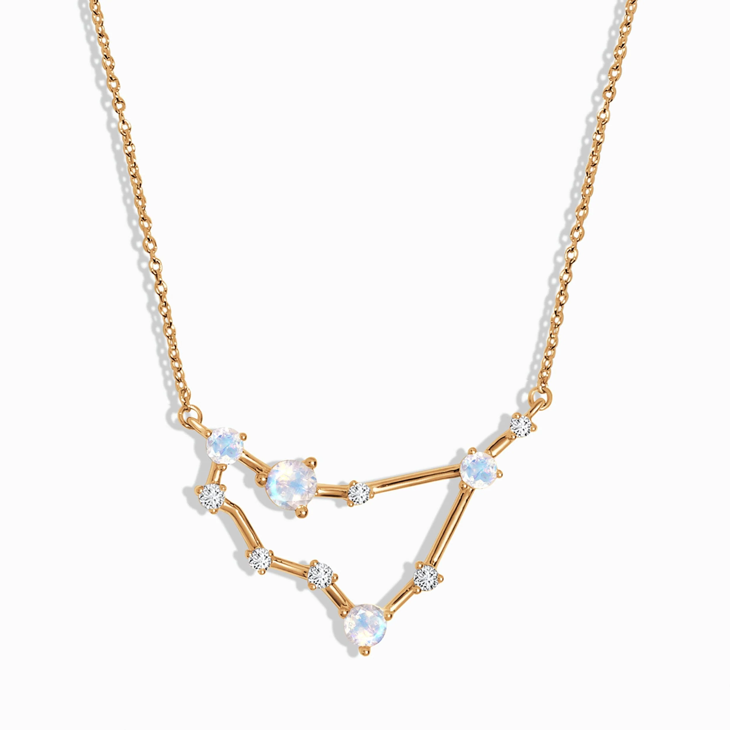 Fine Moonstone Lab Diamond Necklace - Capricorn Zodiac Constellation - Image 3