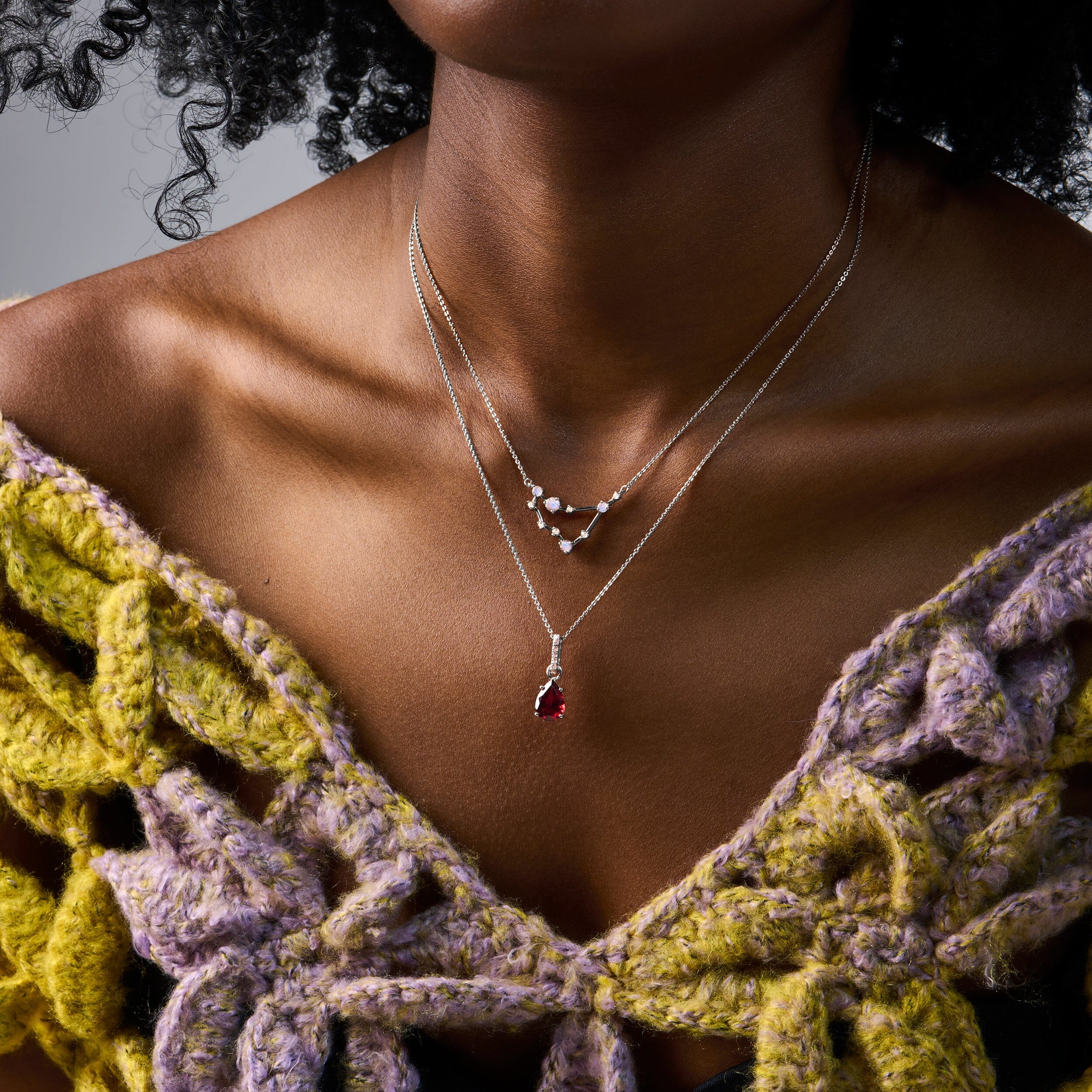 Fine Moonstone Lab Diamond Necklace - Capricorn Zodiac Constellation - Image 7