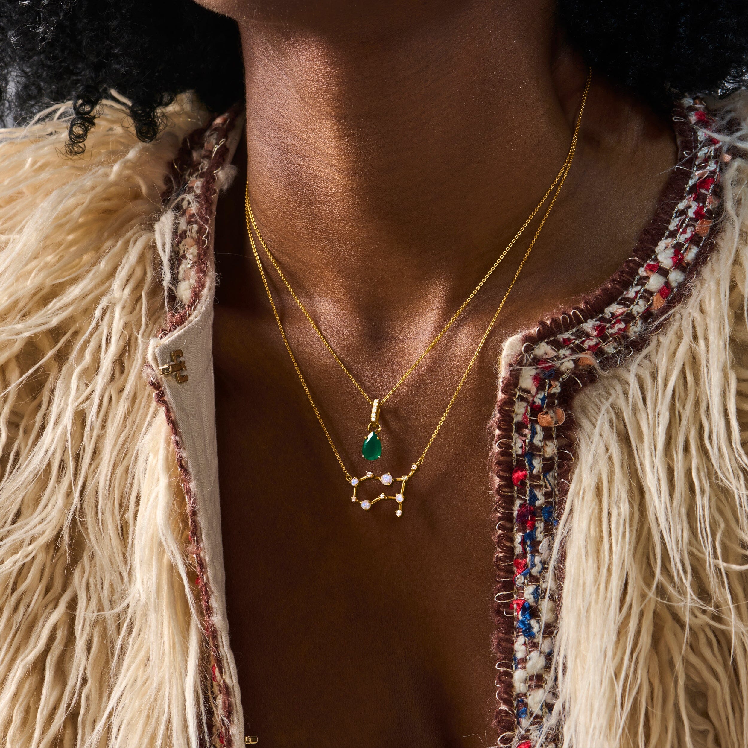 Fine Moonstone Lab Diamond Necklace - Gemini Zodiac Constellation - Image 19
