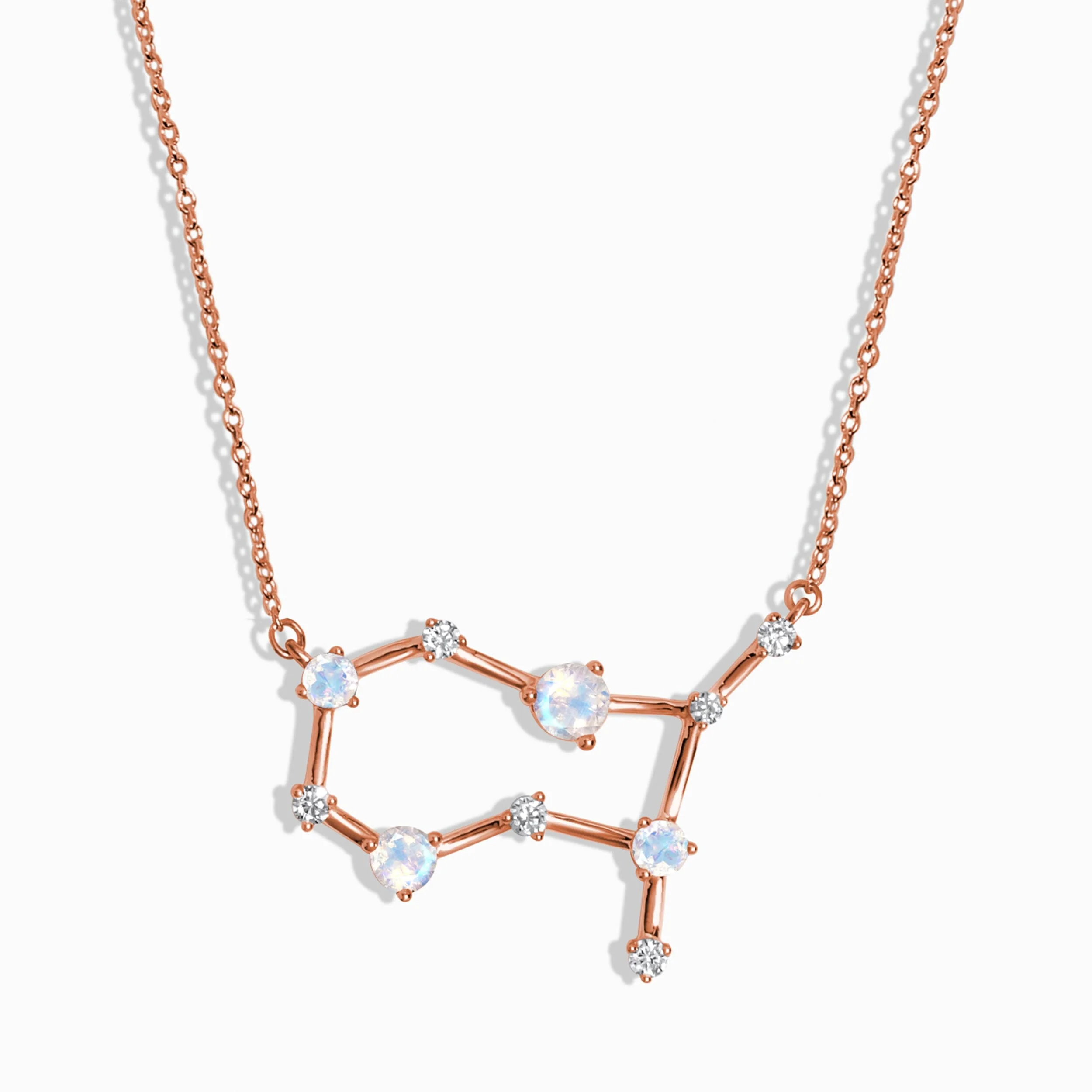 Fine Moonstone Lab Diamond Necklace - Gemini Zodiac Constellation - Image 3