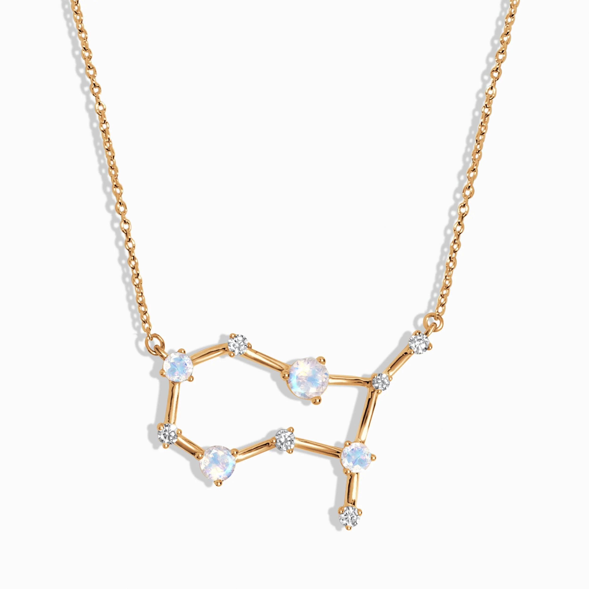Fine Moonstone Lab Diamond Necklace - Gemini Zodiac Constellation - Image 5