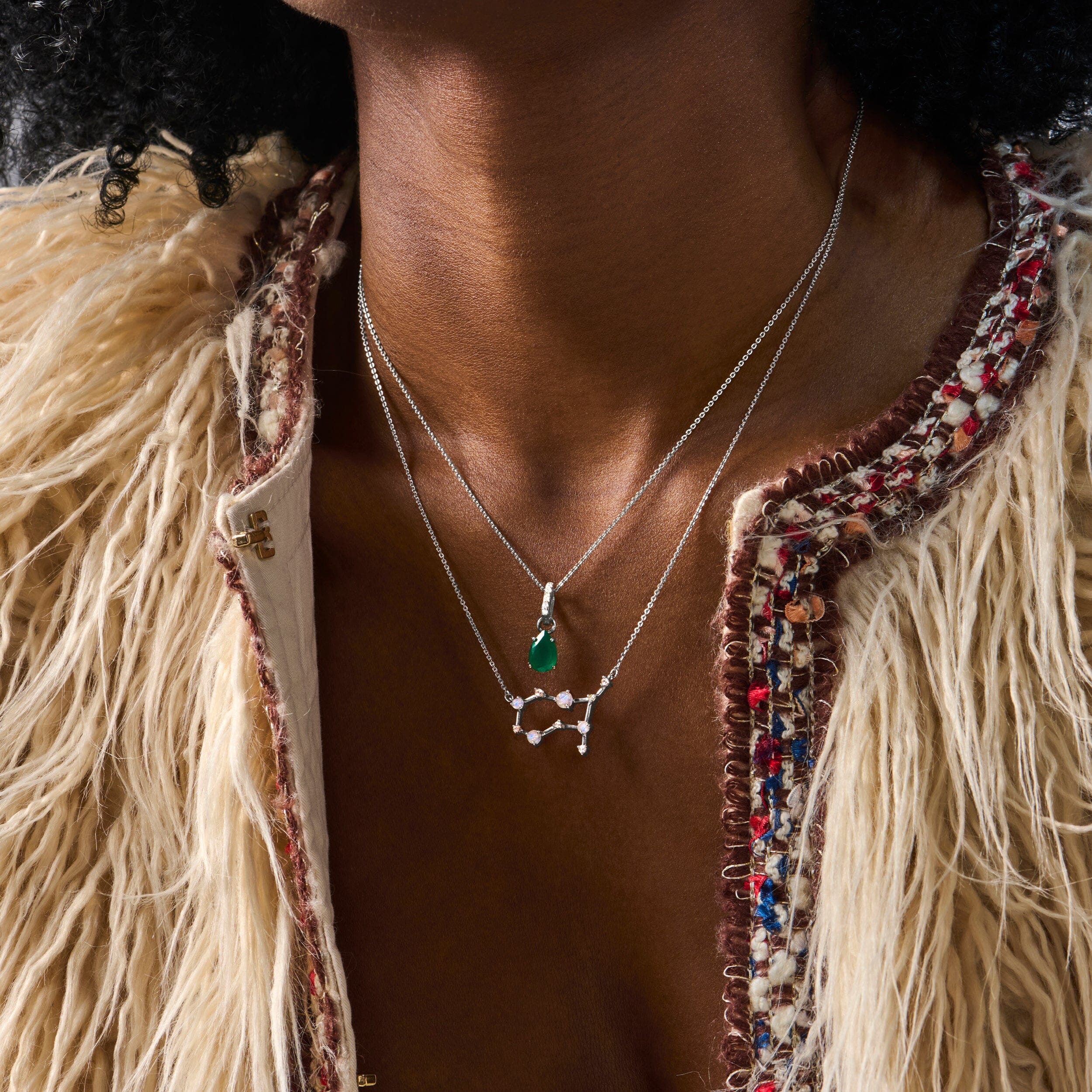 Fine Moonstone Lab Diamond Necklace - Gemini Zodiac Constellation - Image 9