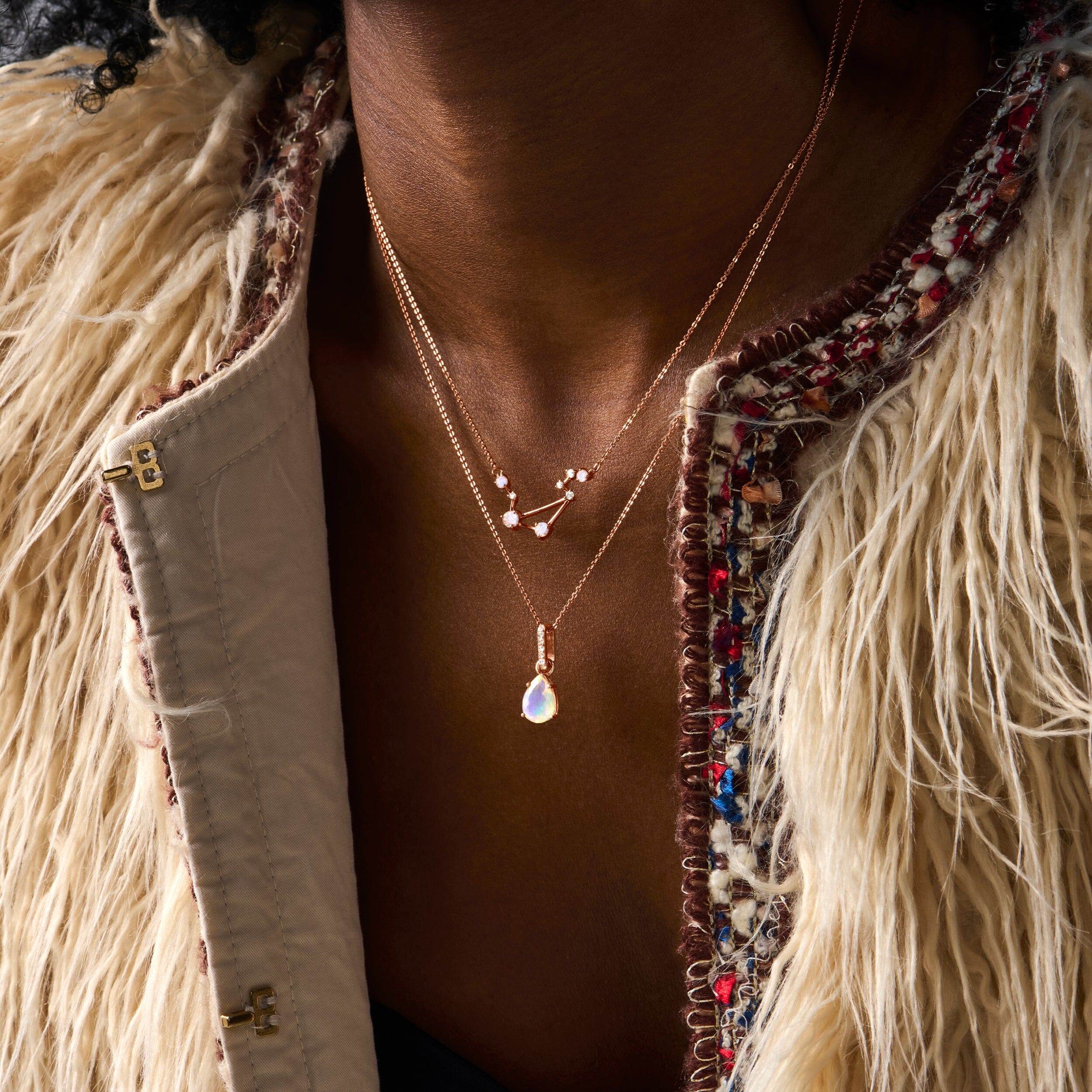 Fine Moonstone Lab Diamond Necklace - Libra Zodiac Constellation - Image 14