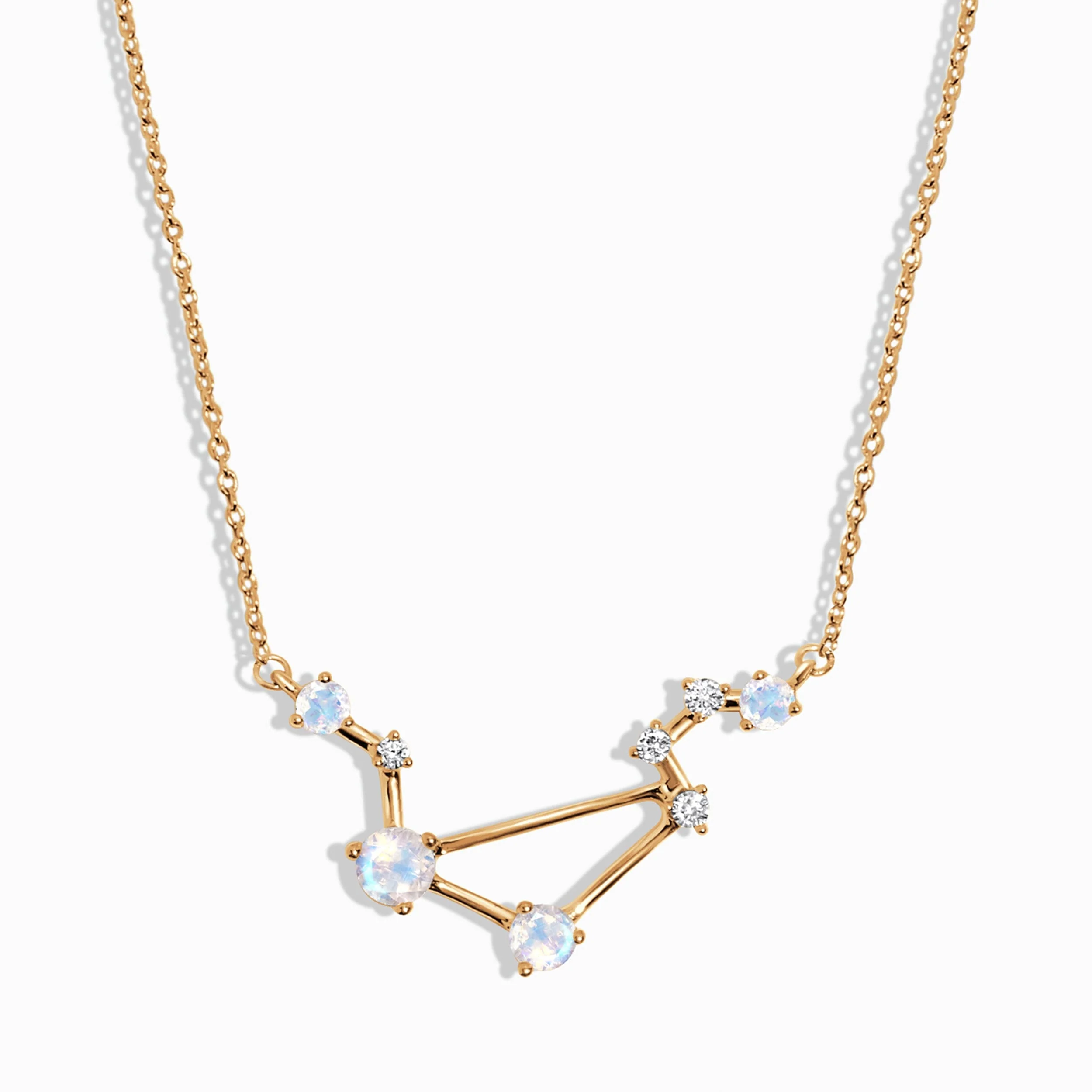 Fine Moonstone Lab Diamond Necklace - Libra Zodiac Constellation - Image 5