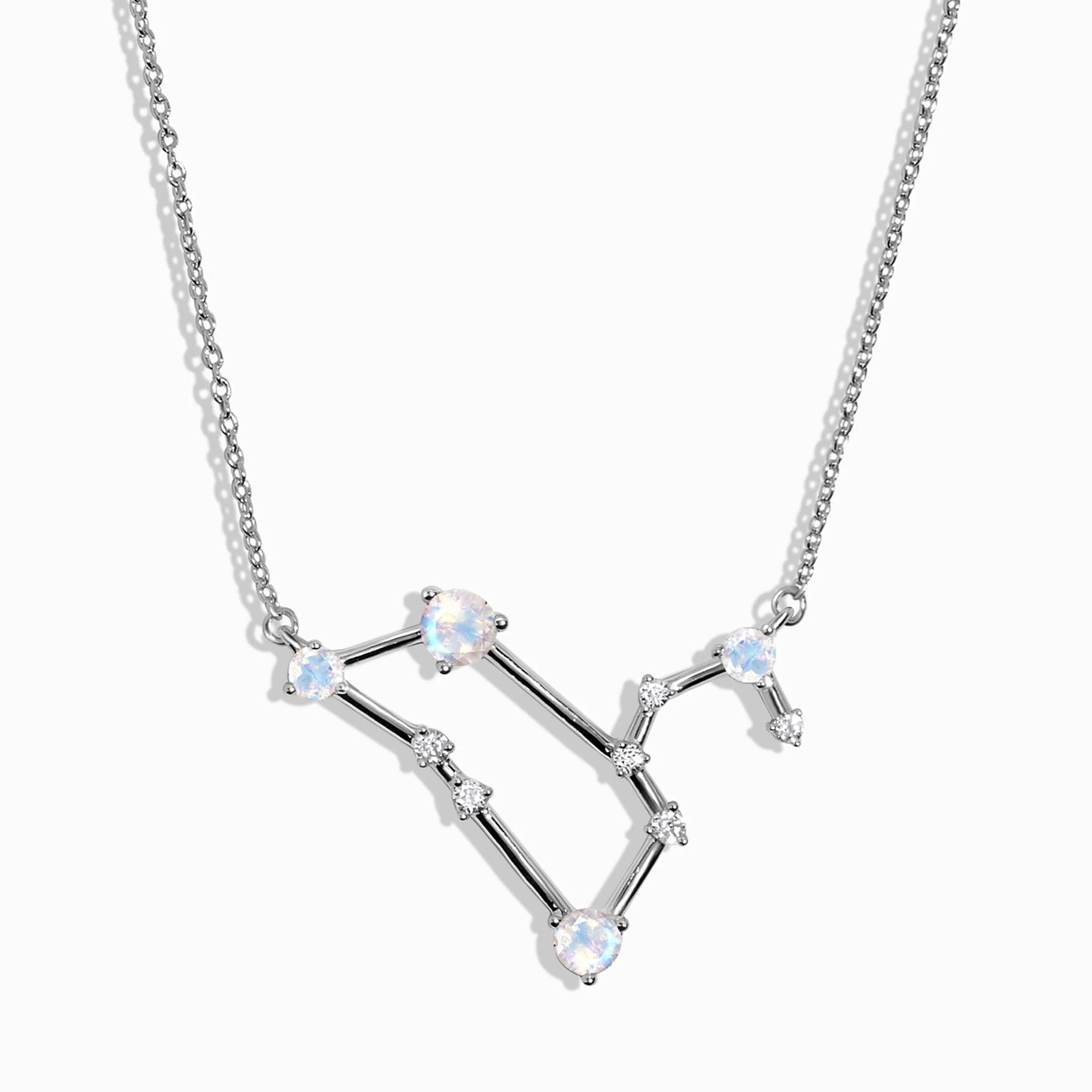 Fine Moonstone Lab Diamond Necklace - Leo Zodiac Constellation