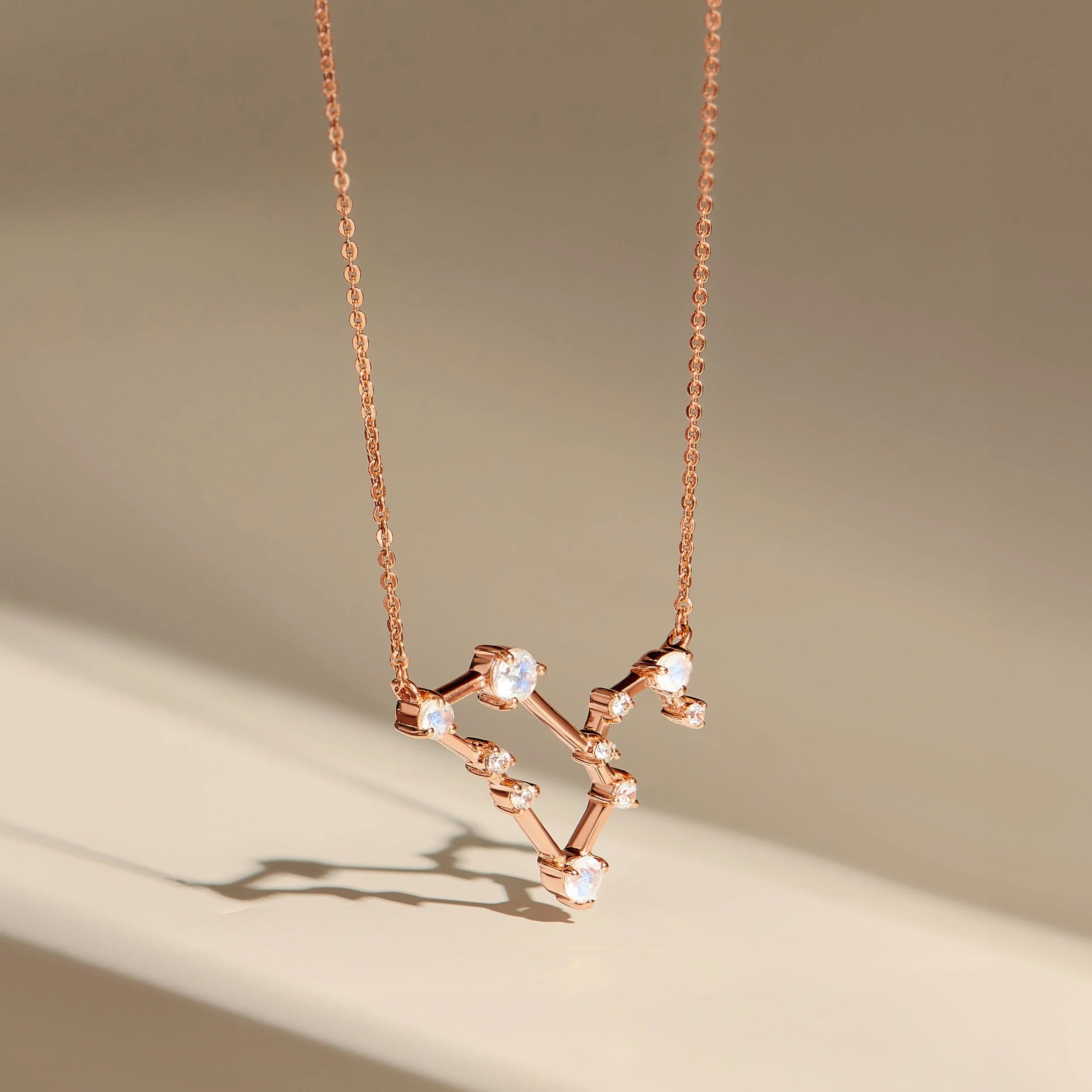 Fine Moonstone Lab Diamond Necklace - Leo Zodiac Constellation - Image 17
