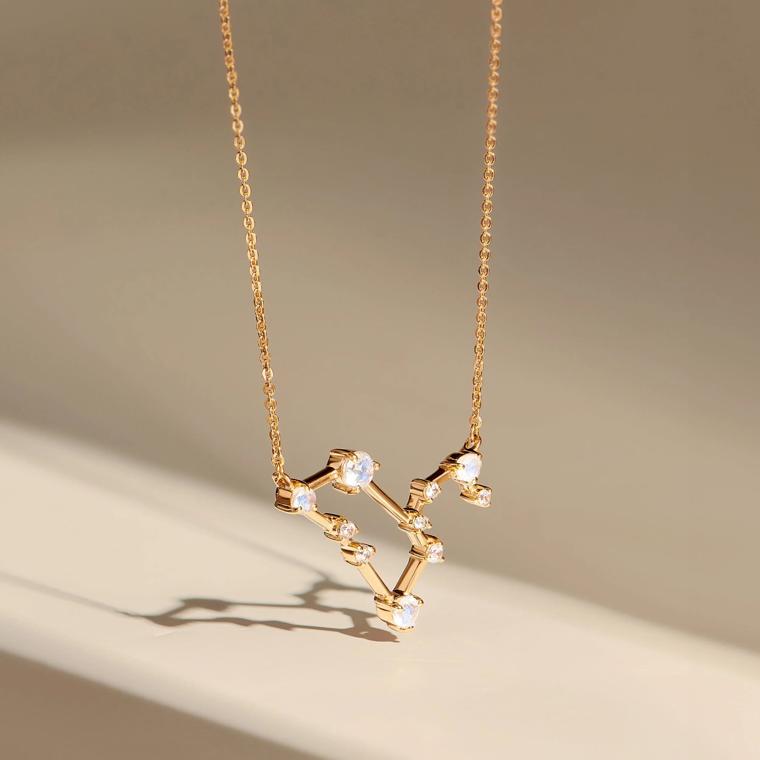 Fine Moonstone Lab Diamond Necklace - Leo Zodiac Constellation - Image 23