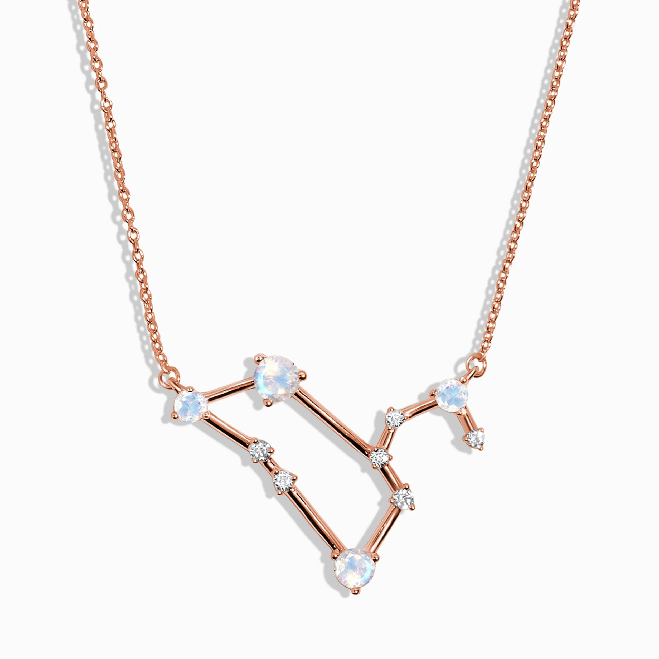 Fine Moonstone Lab Diamond Necklace - Leo Zodiac Constellation - Image 3