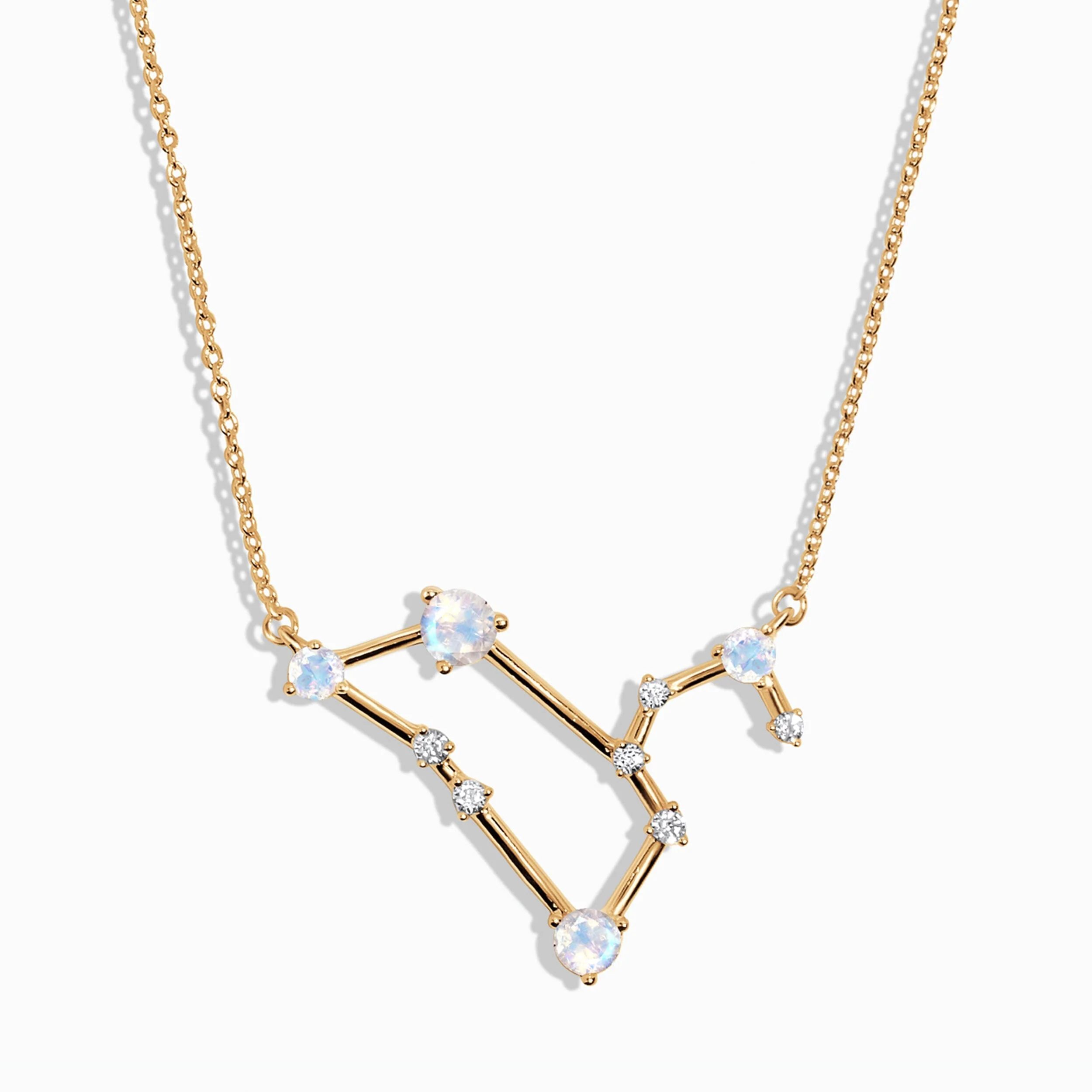 Fine Moonstone Lab Diamond Necklace - Leo Zodiac Constellation - Image 5