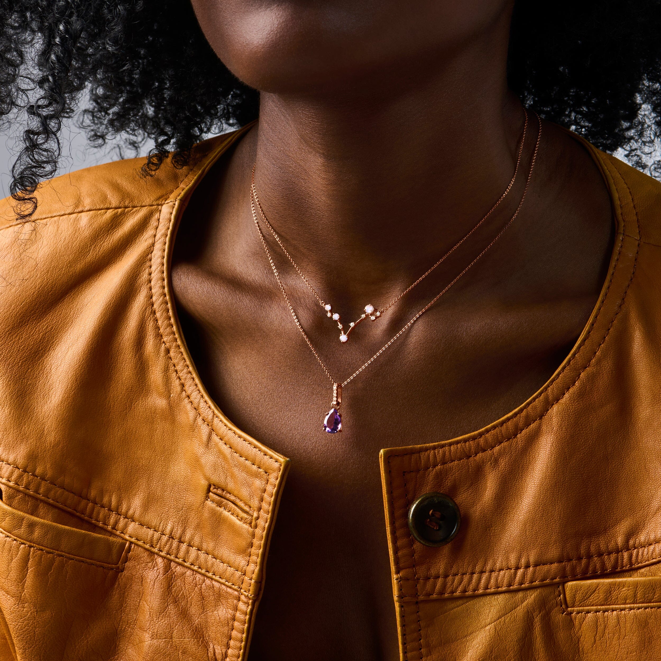 Fine Moonstone Lab Diamond Necklace - Pisces Zodiac Constellation - Image 13