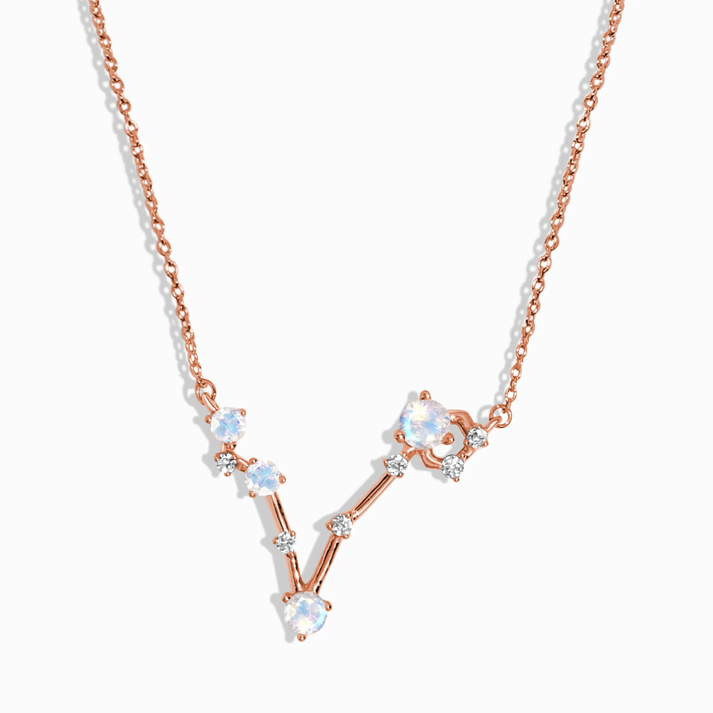Fine Moonstone Lab Diamond Necklace - Pisces Zodiac Constellation - Image 3