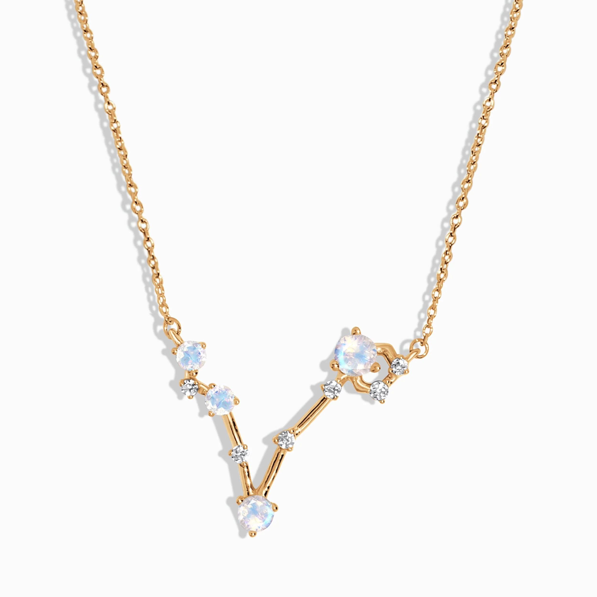 Fine Moonstone Lab Diamond Necklace - Pisces Zodiac Constellation - Image 5