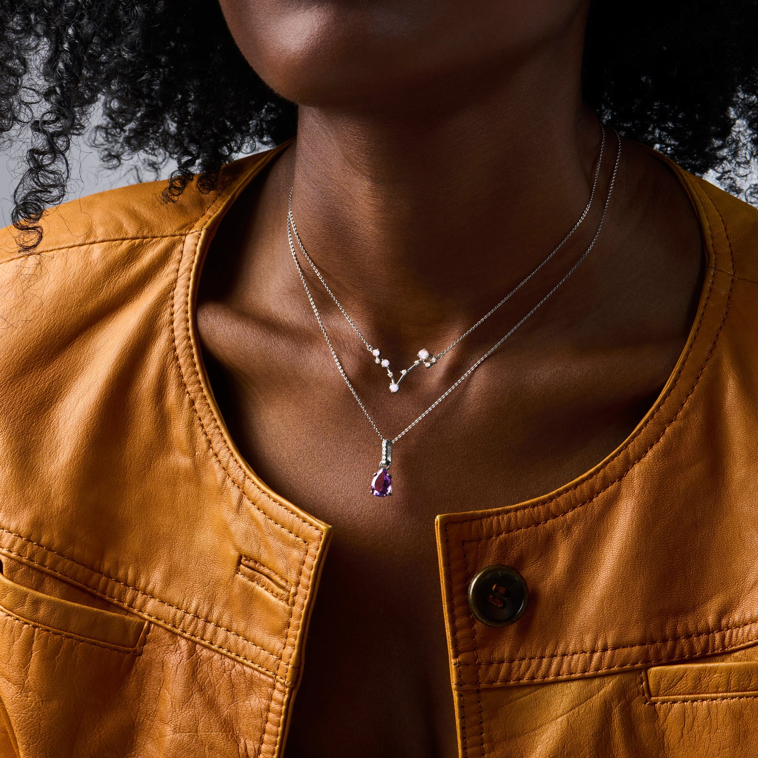 Fine Moonstone Lab Diamond Necklace - Pisces Zodiac Constellation - Image 9