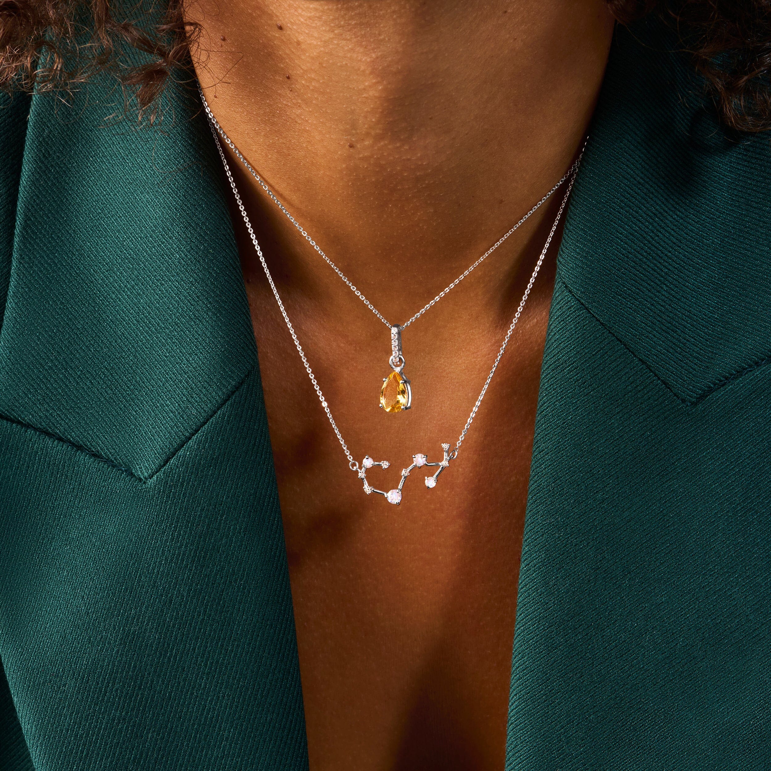 Fine Citrine Lab Diamond Necklace Sway - November Birthstone - Image 7
