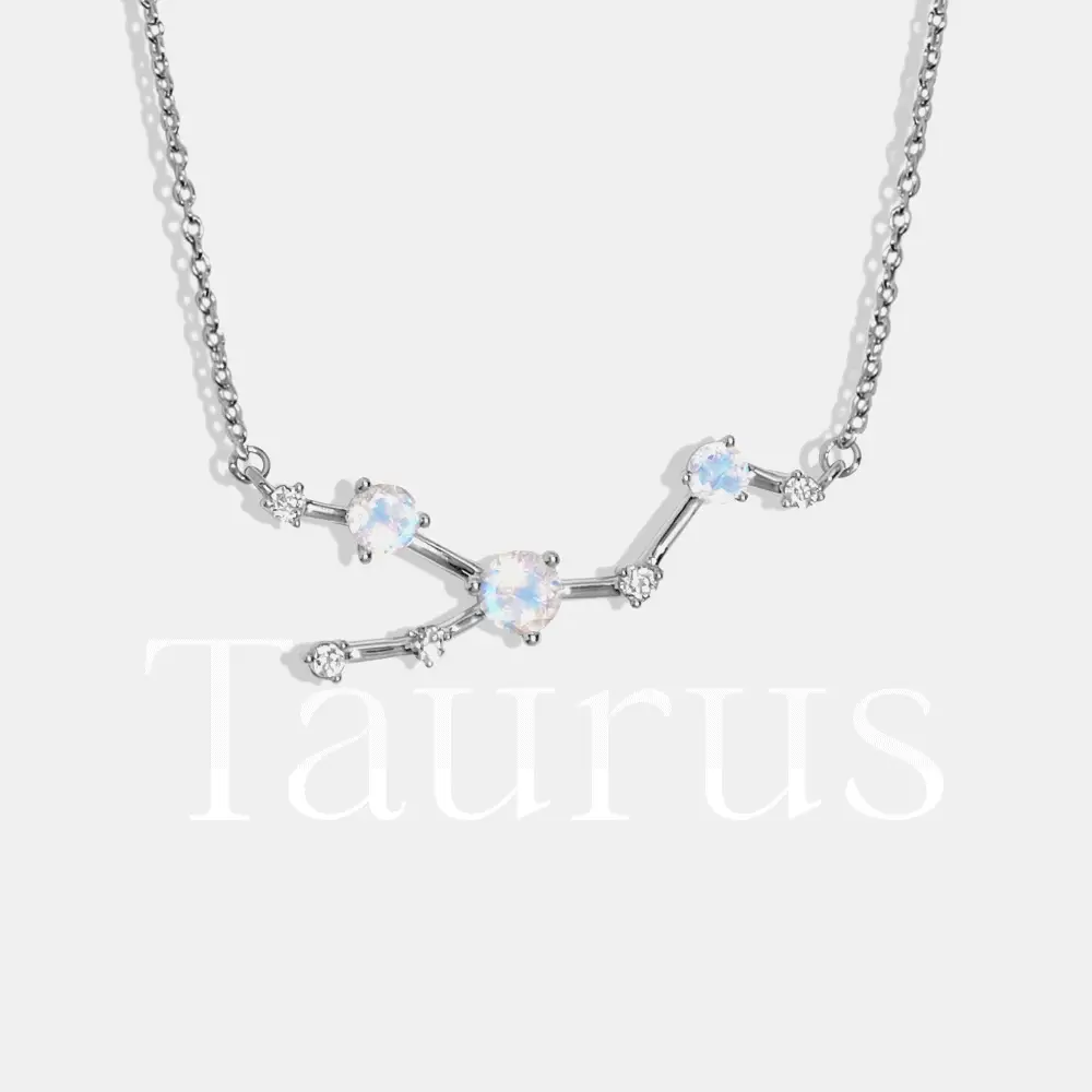 Fine Moonstone Lab Diamond Necklace - Scorpio Zodiac Constellation - Image 9
