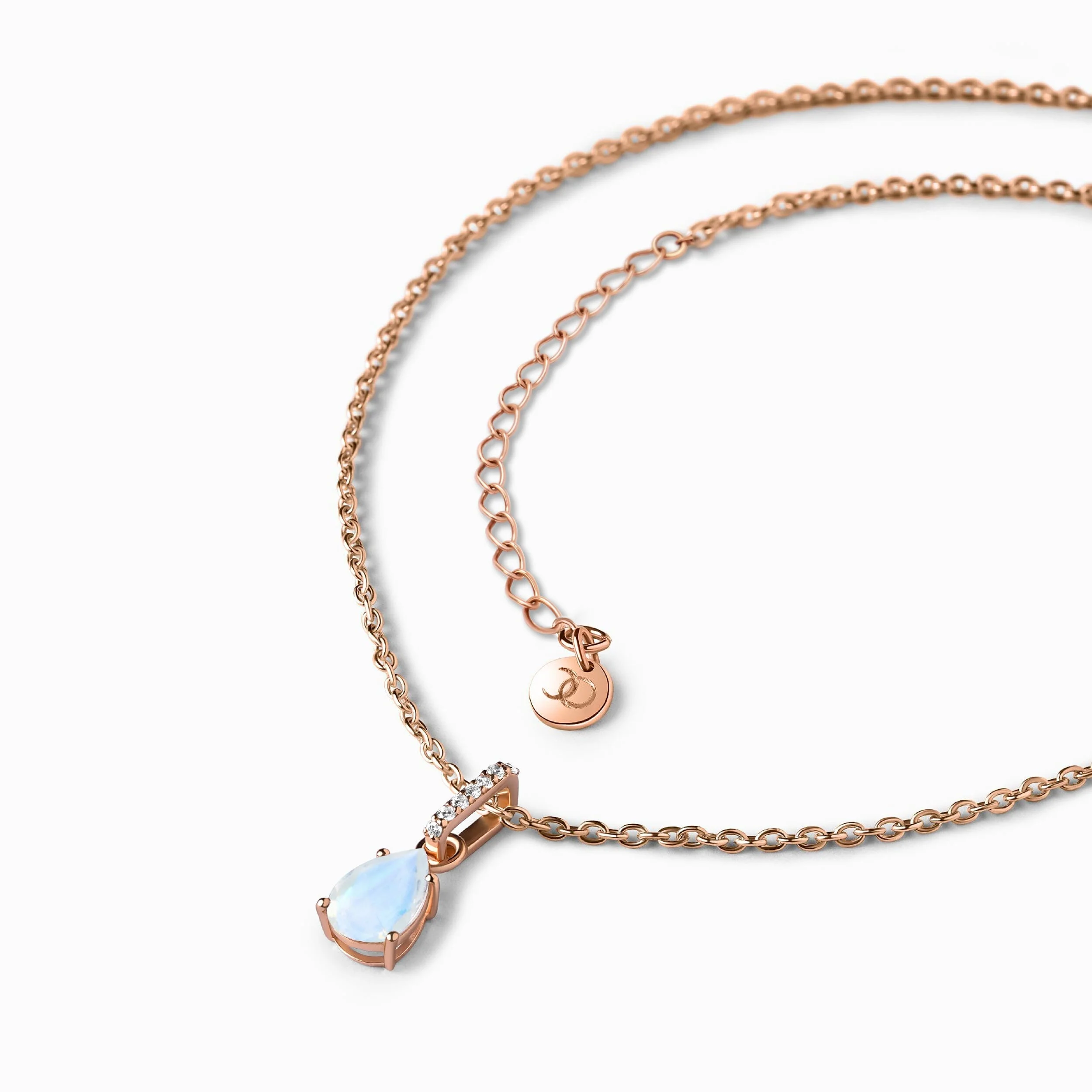 Fine Moonstone Lab Diamond Necklace Sway - June Birthstone - Image 10